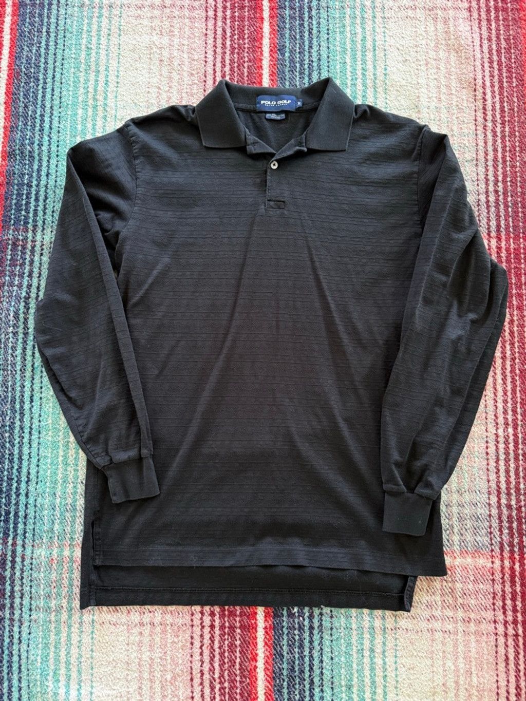 Vintage Polo Golf Ralph Lauren Textured Black Long Sleeve Po
