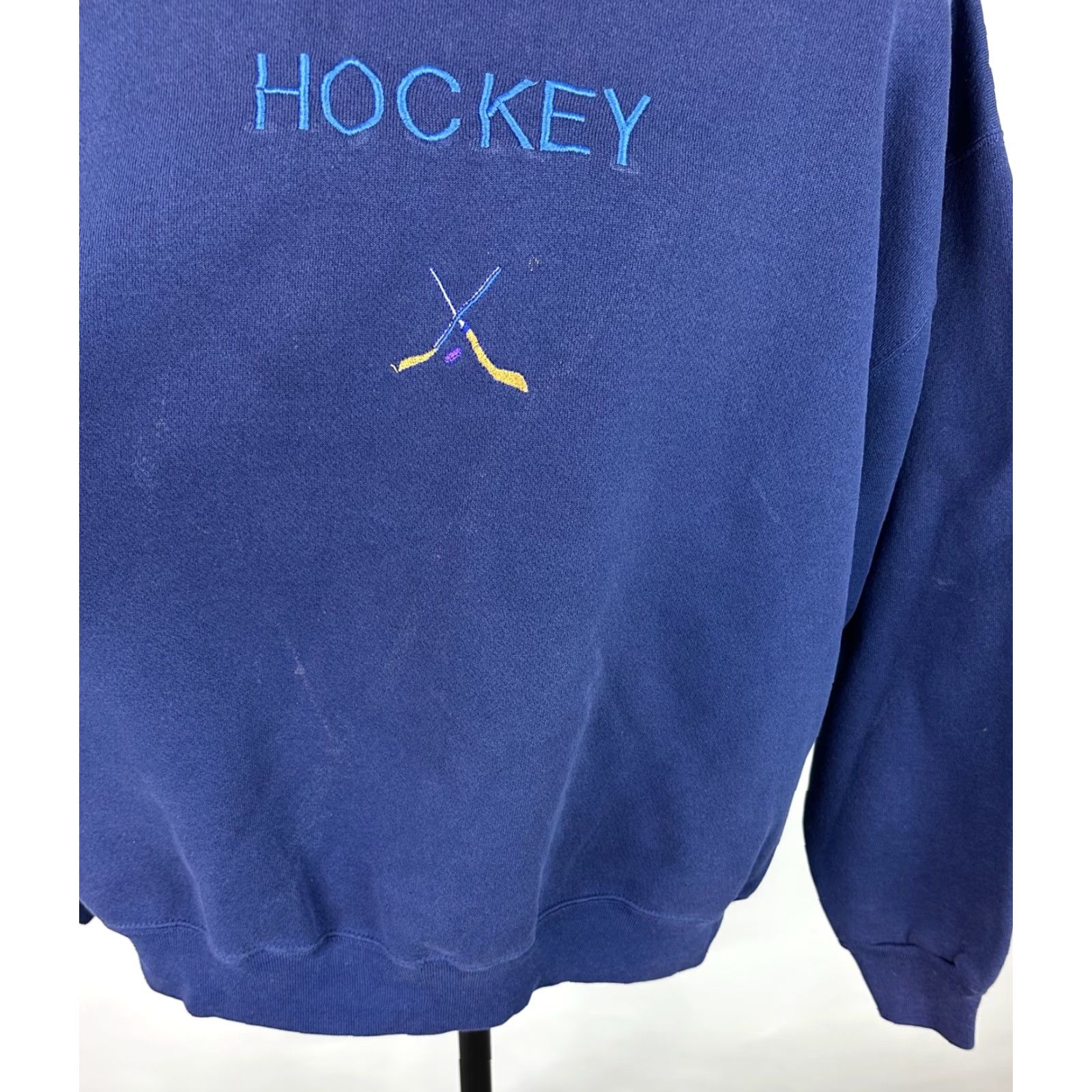 Tultex VINTAGE Tultex Sweatshirt XL Blue Navy Embroidered 90s Distressed Men Crew Neck Pullover Mid-weight Cotton Blend Size US XL / EU 56 / 4 - 5 Thumbnail