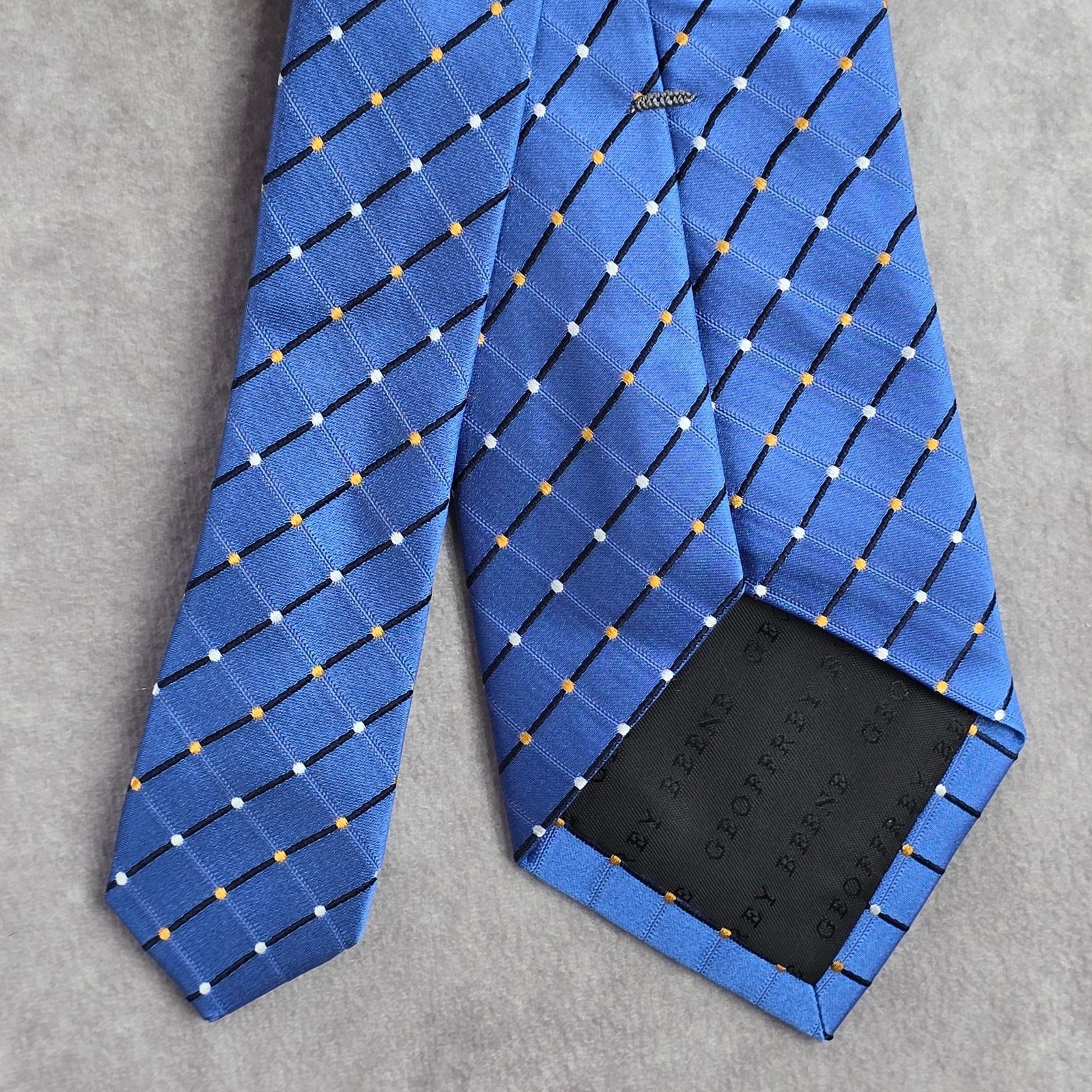 Geoffrey Beene Geoffrey Beene Blue Plaid Stripe Polka Dot Silk Neck Tie Men Size 30 - 5 Thumbnail