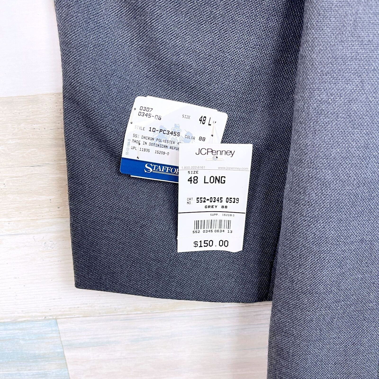 Stafford Stafford Silver Button Hopsack Blazer Gray Worsted Wool 48L Size 48L - 9 Thumbnail