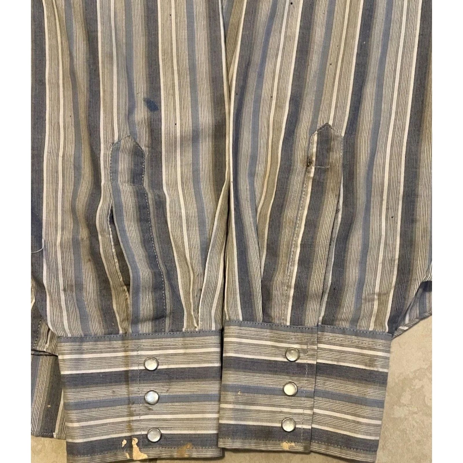 Vintage VINTAGE Brushpopper Shirt XL Blue Button-Up Long Sleeve Pearl Snap 70s 80s Retro Southwestern Cowboys | Mens Size US XL / EU 56 / 4 - 3 Thumbnail