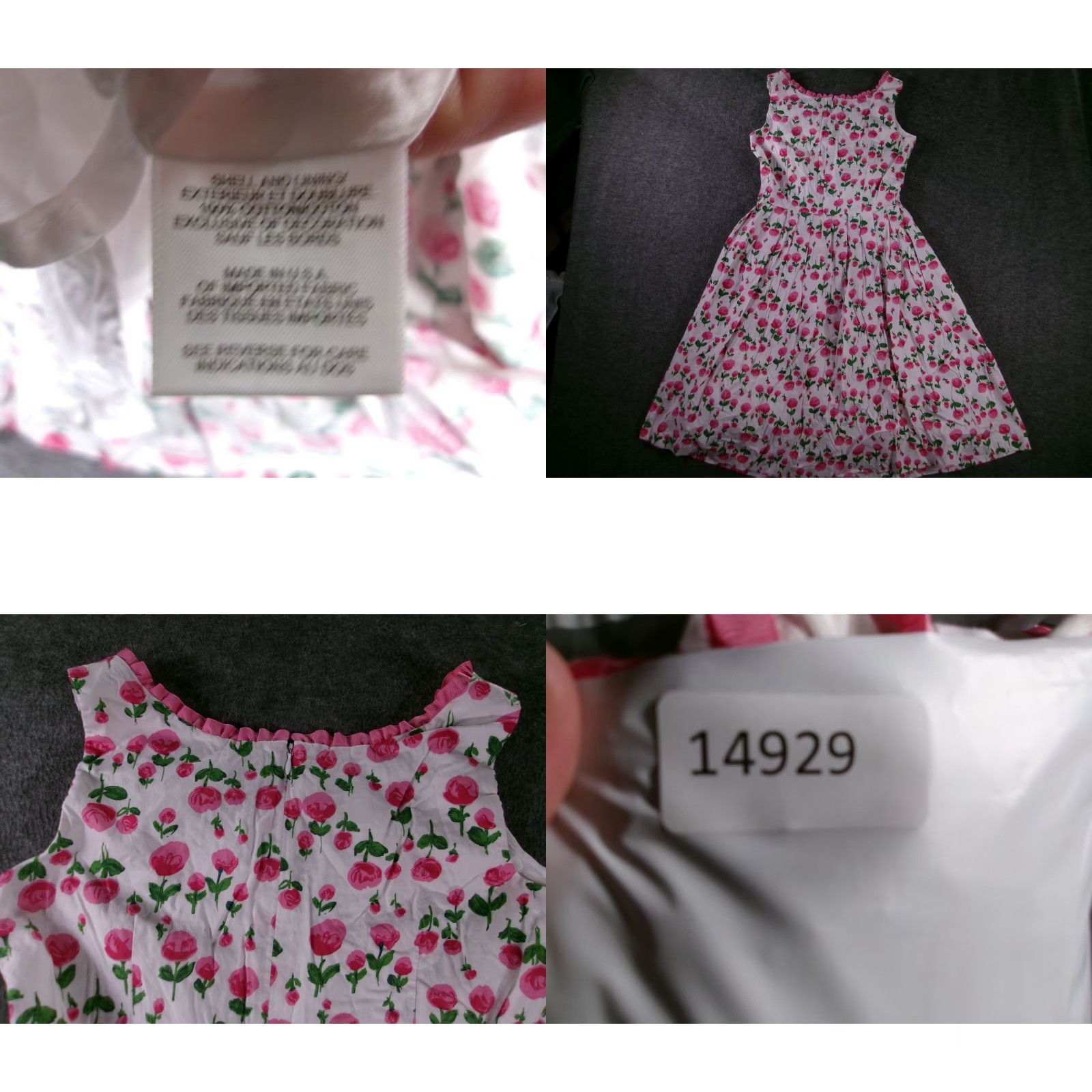 Talbots VINTAGE Talbots Dress Women 8 White Pink Floral Ruffle Trim Fit & Flare Casual Summer Sleeveless Knee Length USA Size M / US 6-8 / IT 42-44 - 8 Thumbnail