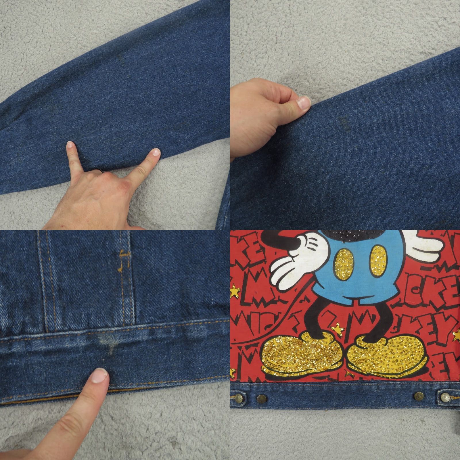 Mickey Unlimited VINTAGE Mickey Inc Jacket Mens XL Denim Big Graphic Trucker Jean 90s Sequin Stud Size US 36 / EU 52 - 8 Thumbnail