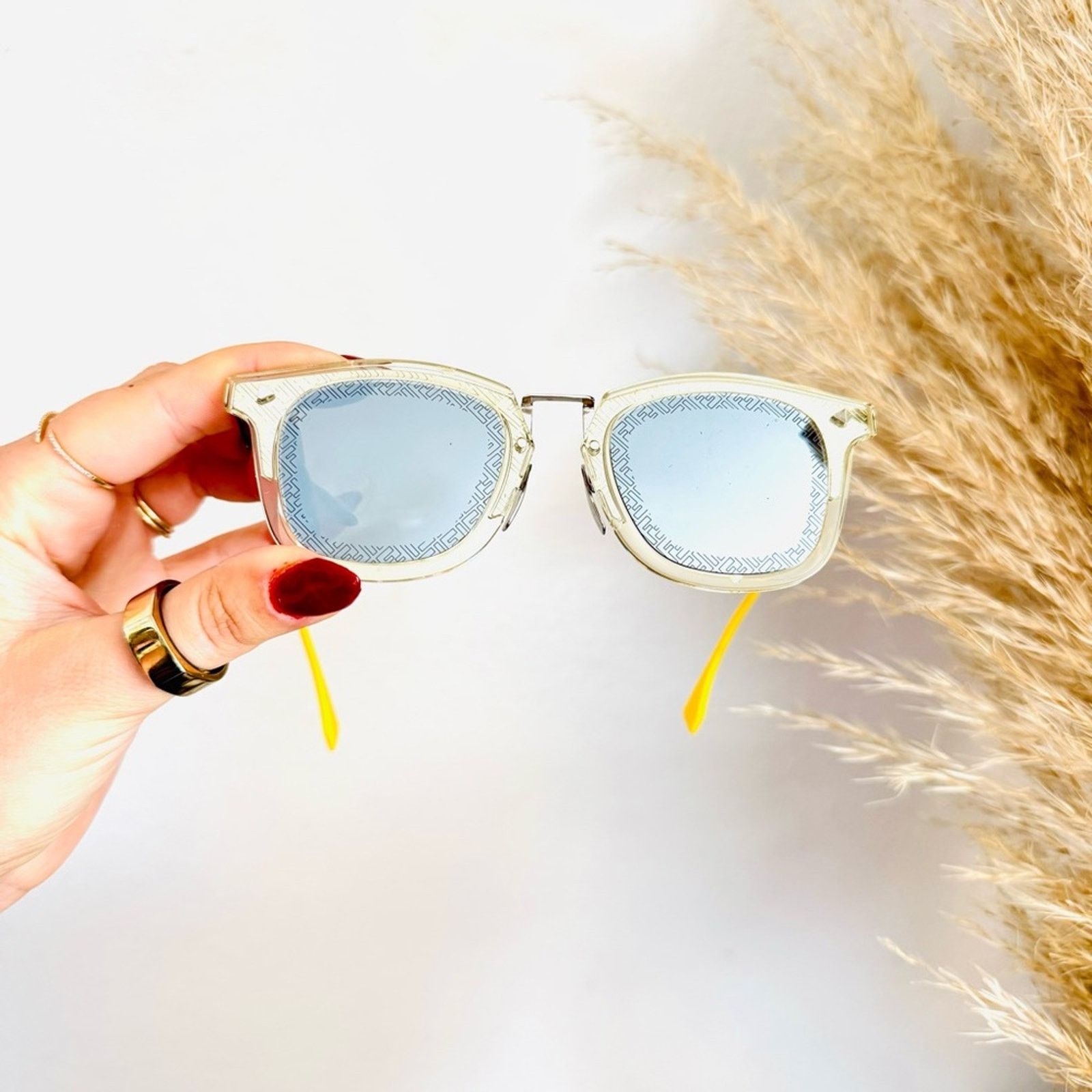 Fendi FENDI Silver Yellow Grey Mirror Lens $595 Sunglasses Case Size ONE SIZE - 3 Thumbnail