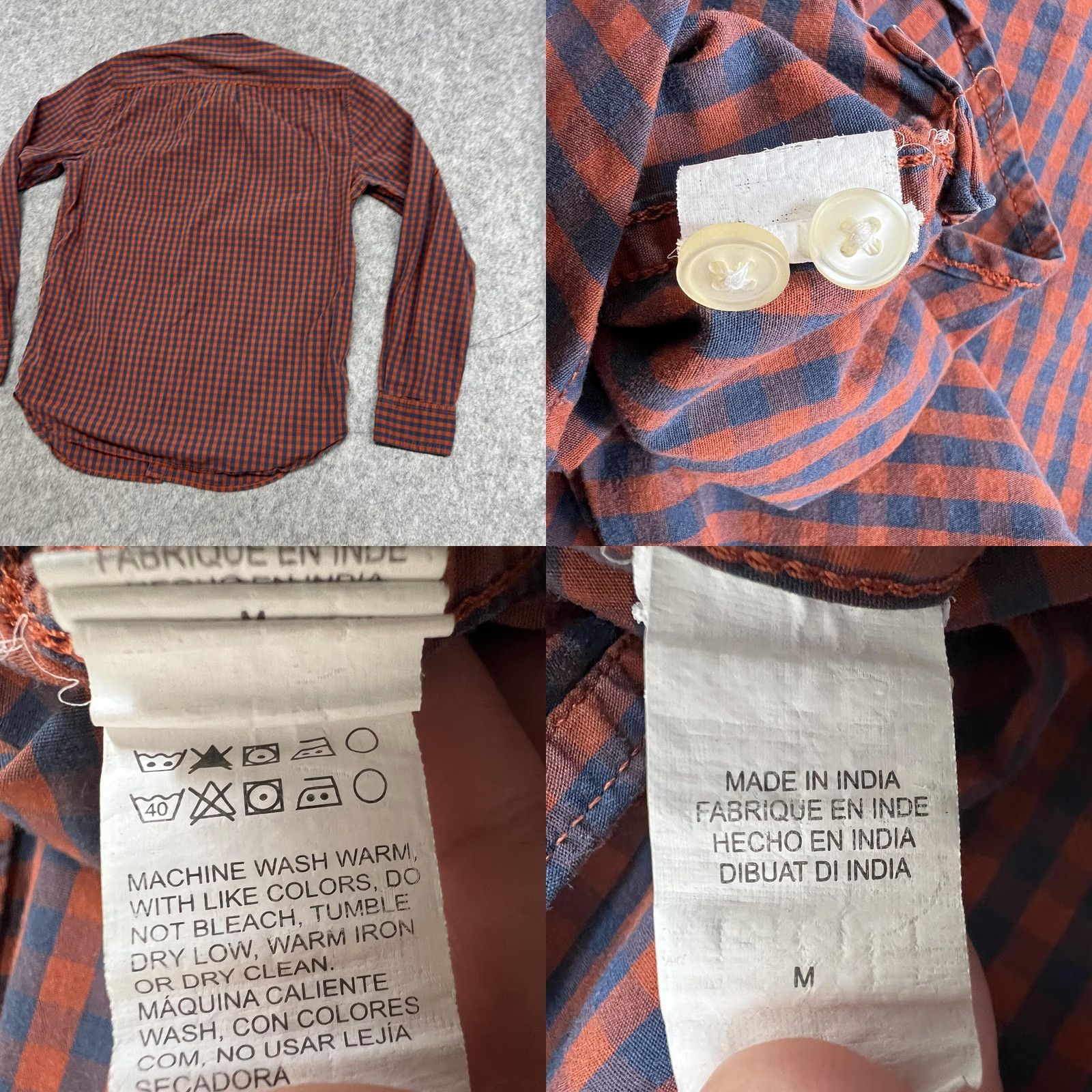 Lucky Brand Lucky Brand Shirt Mens M Blue Orange Check Slim Fit Saturday Stretch Long Sleeve Size US M / EU 48-50 / 2 - 10 Thumbnail