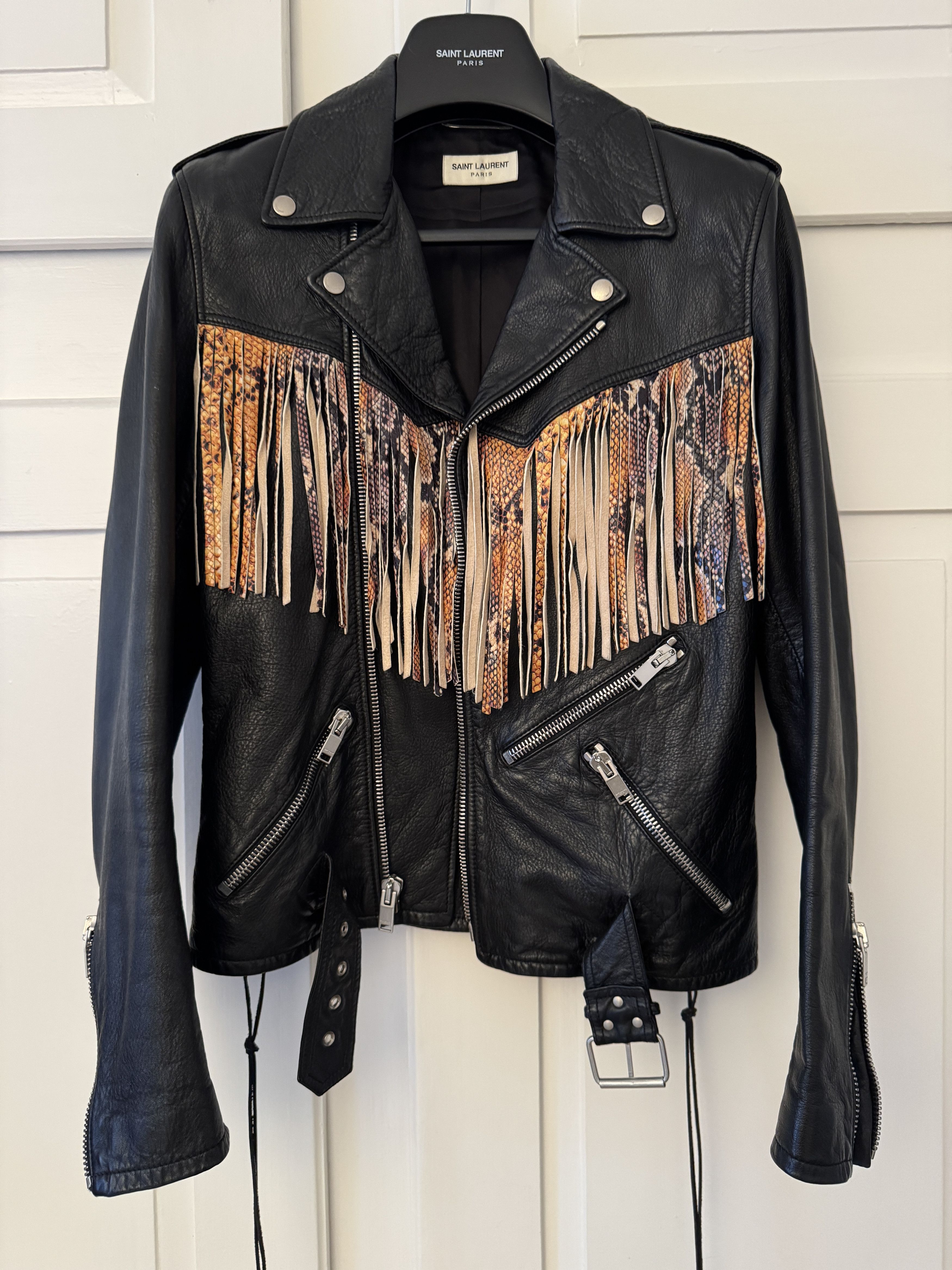Saint Laurent Paris Saint Laurent SS16 Fringed Python Leather Jacket Surf Sound Size US S / EU 44-46 / 1 - 3 Thumbnail