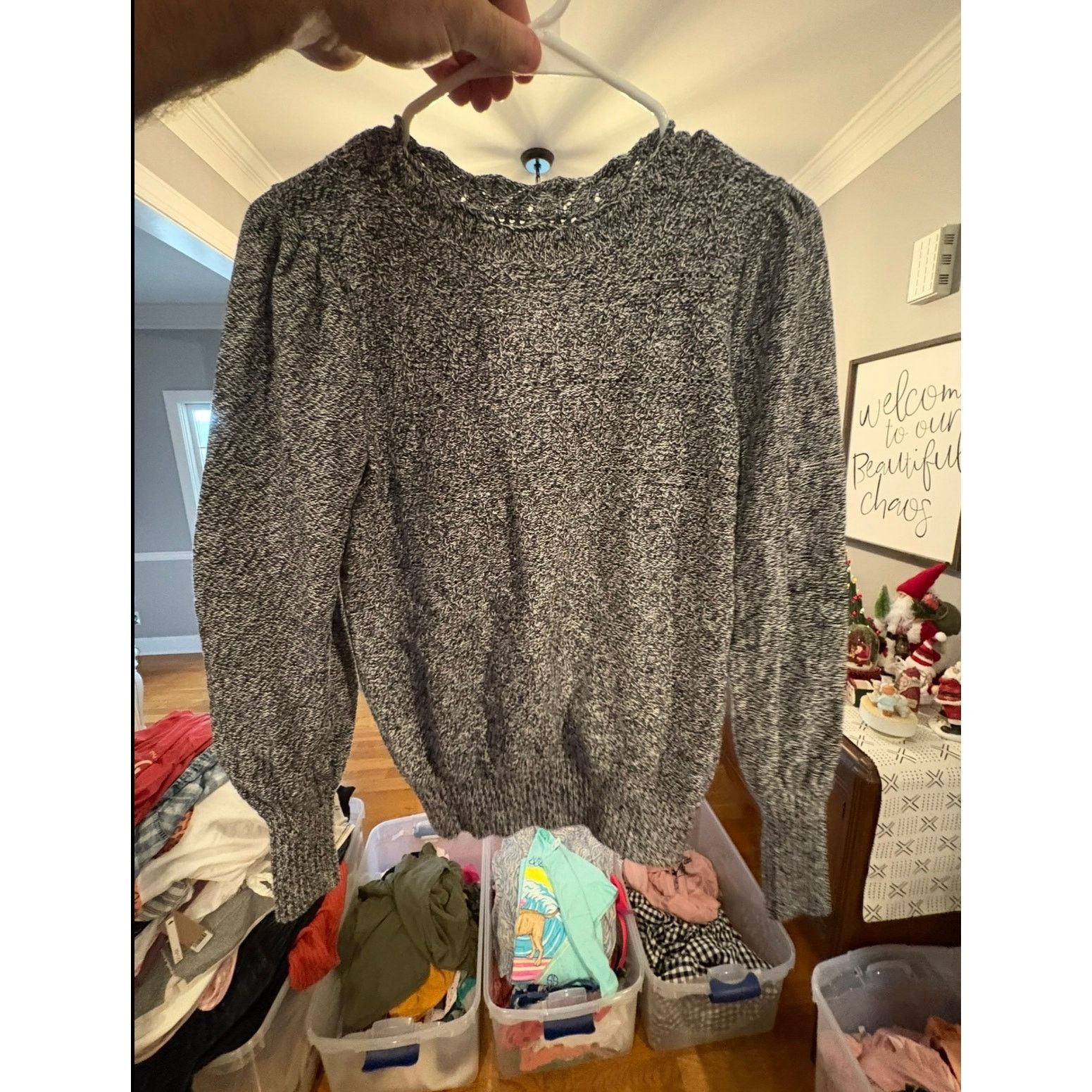 Loft LOFT Marled Knit Sweater Women’s Medium 8-10 Gray Crew Neck Size M / US 6-8 / IT 42-44 - 2 Thumbnail