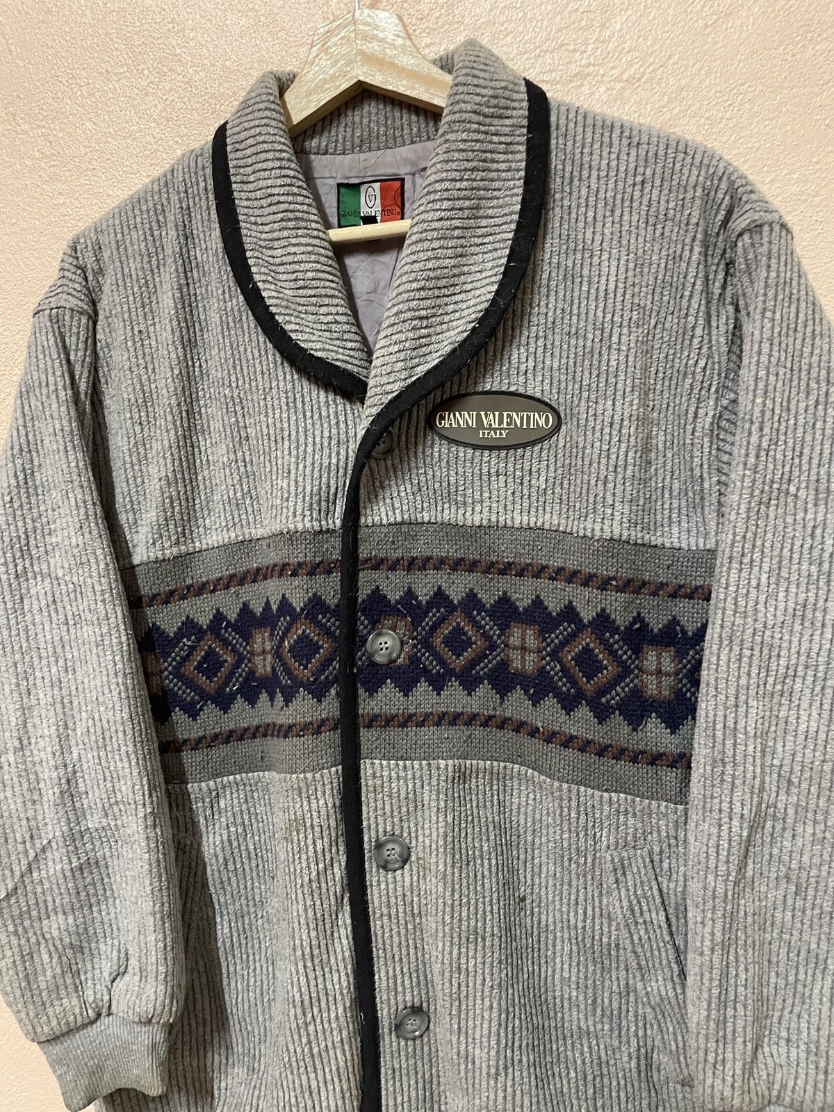 Designer × Gianni Valentino × Valentino Vintage GIANNI VALENTINO ITALY Navajo Aztec Knitwear Jacket Size US M / EU 48-50 / 2 - 11 Thumbnail