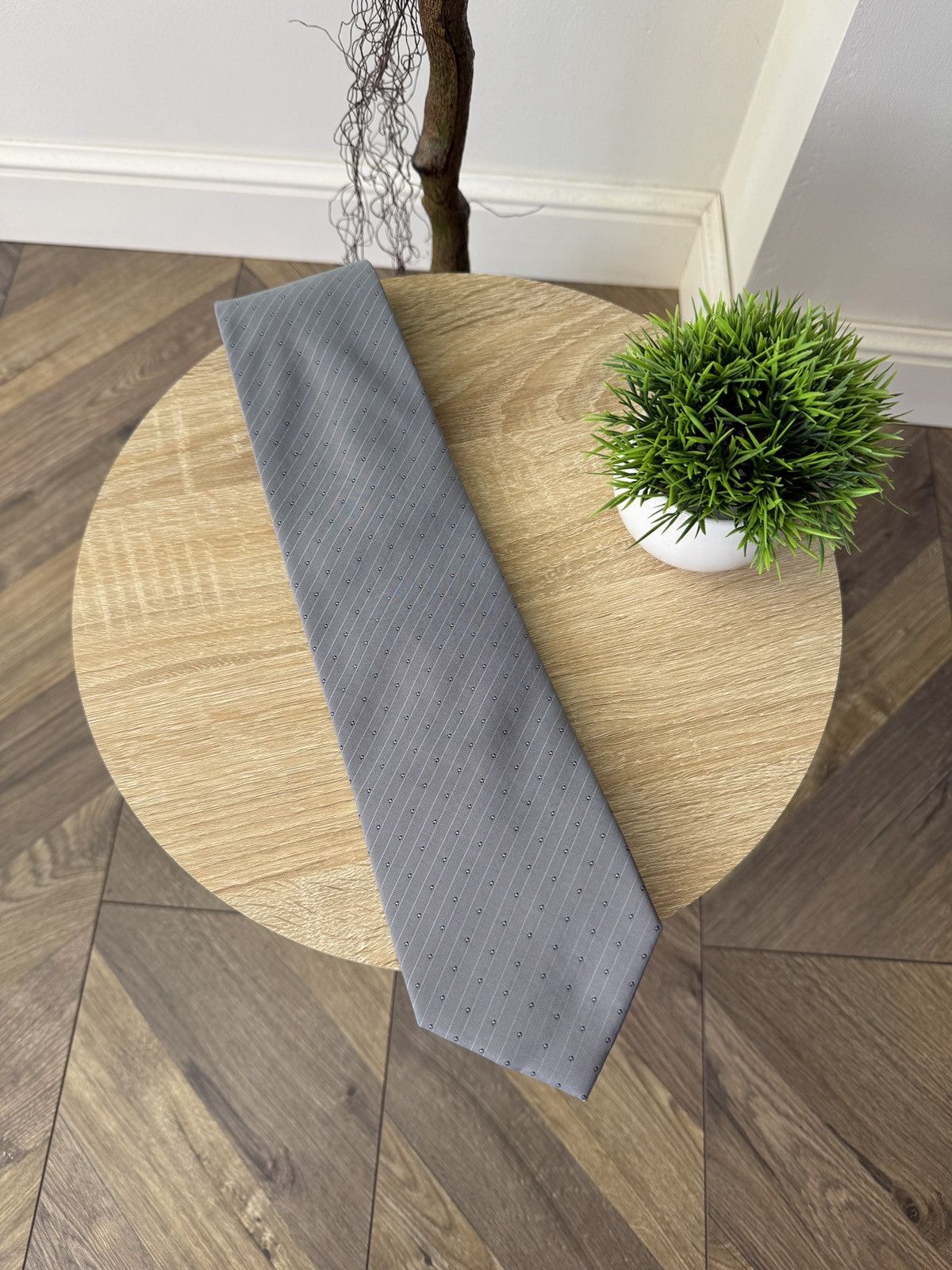 Valentino Vintage Valentino Silk Tie Gray Striped Size ONE SIZE - 1 Thumbnail