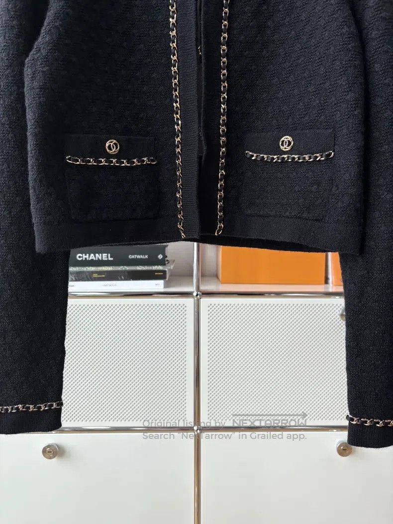 Chanel Chanel Leather chain black knitwear coat Size XS / US 0-2 / IT 36-38 - 3 Thumbnail