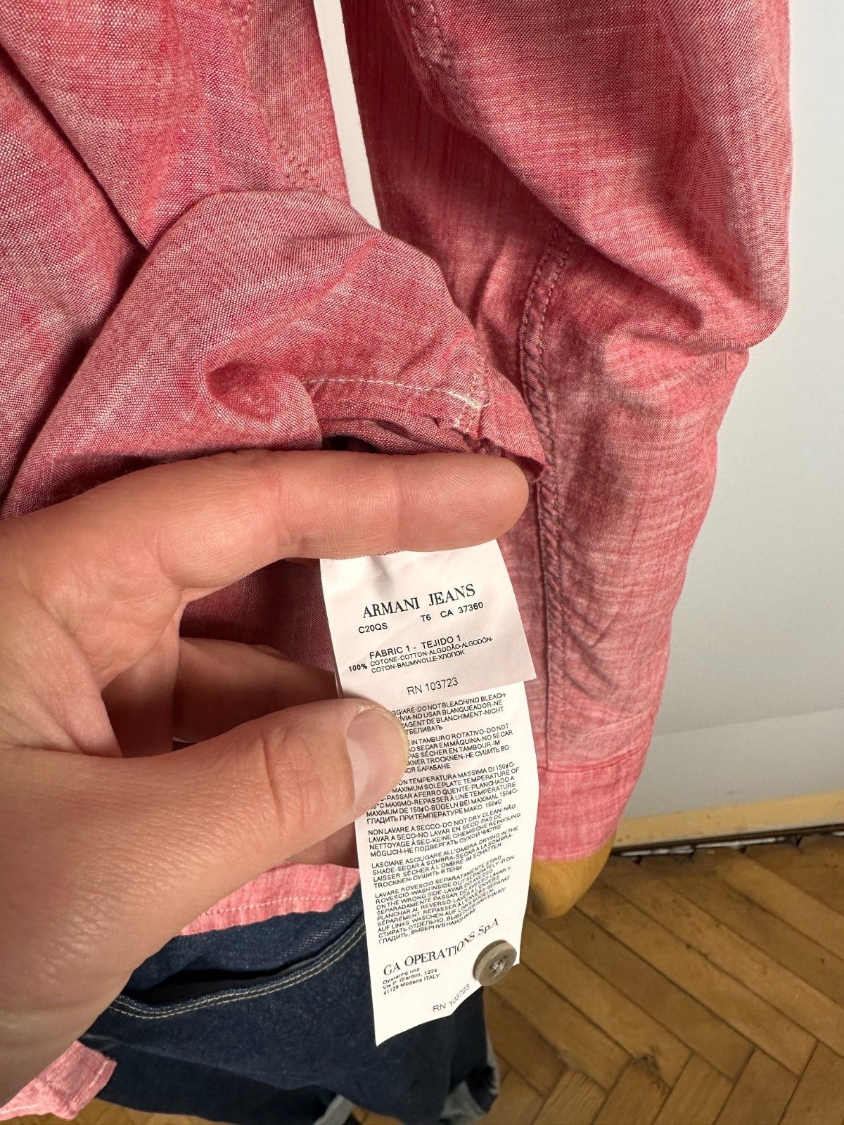 Armani Armani Jeans Shirt Button Up Long Sleeve Pink Size XL Slim Size US XL / EU 56 / 4 - 11 Thumbnail