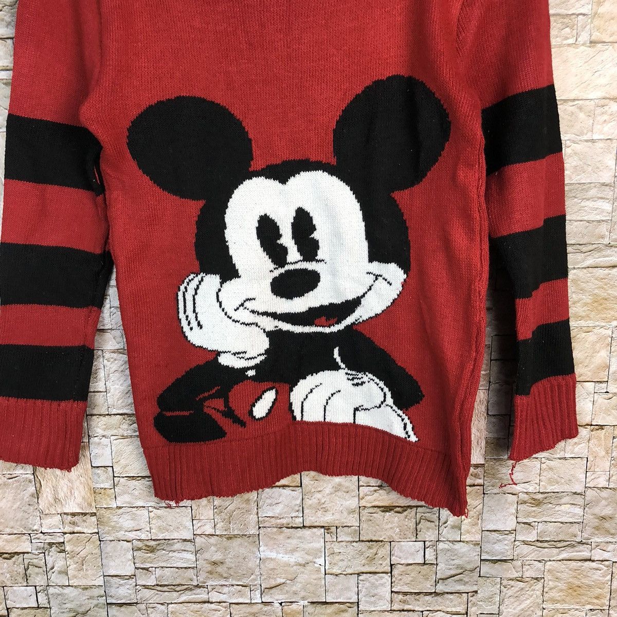 Disney Maria Luizat X mickey mouse stripe Red Knitwear #A396 Size S / US 4 / IT 40 - 3 Thumbnail