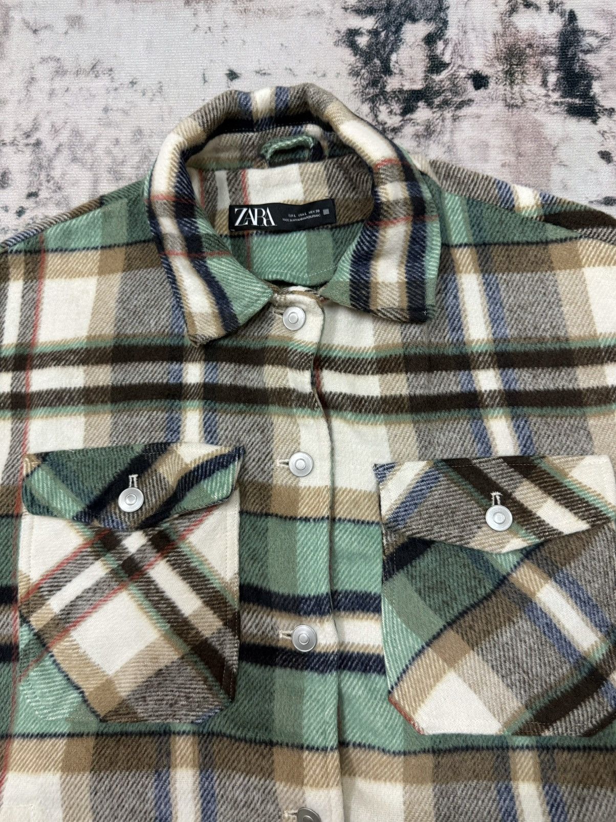 Designer × Japanese Brand × Zara Zara Plaid Flannel Button Up Baggy Jacket Size L / US 10 / IT 46 - 2 Thumbnail