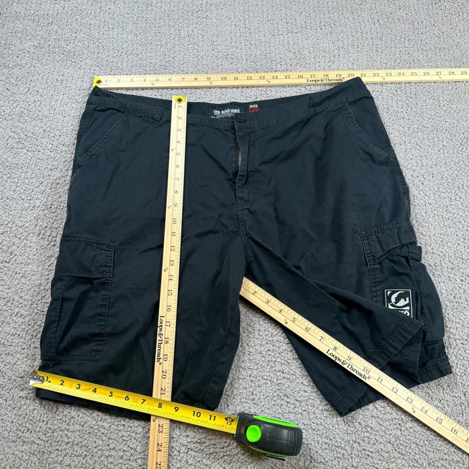 Ecko Unltd. Y2K Ecko Unltd Mens Black Cargo Shorts Size 42 Raw Uncut Size US 42 / EU 58 - 3 Thumbnail