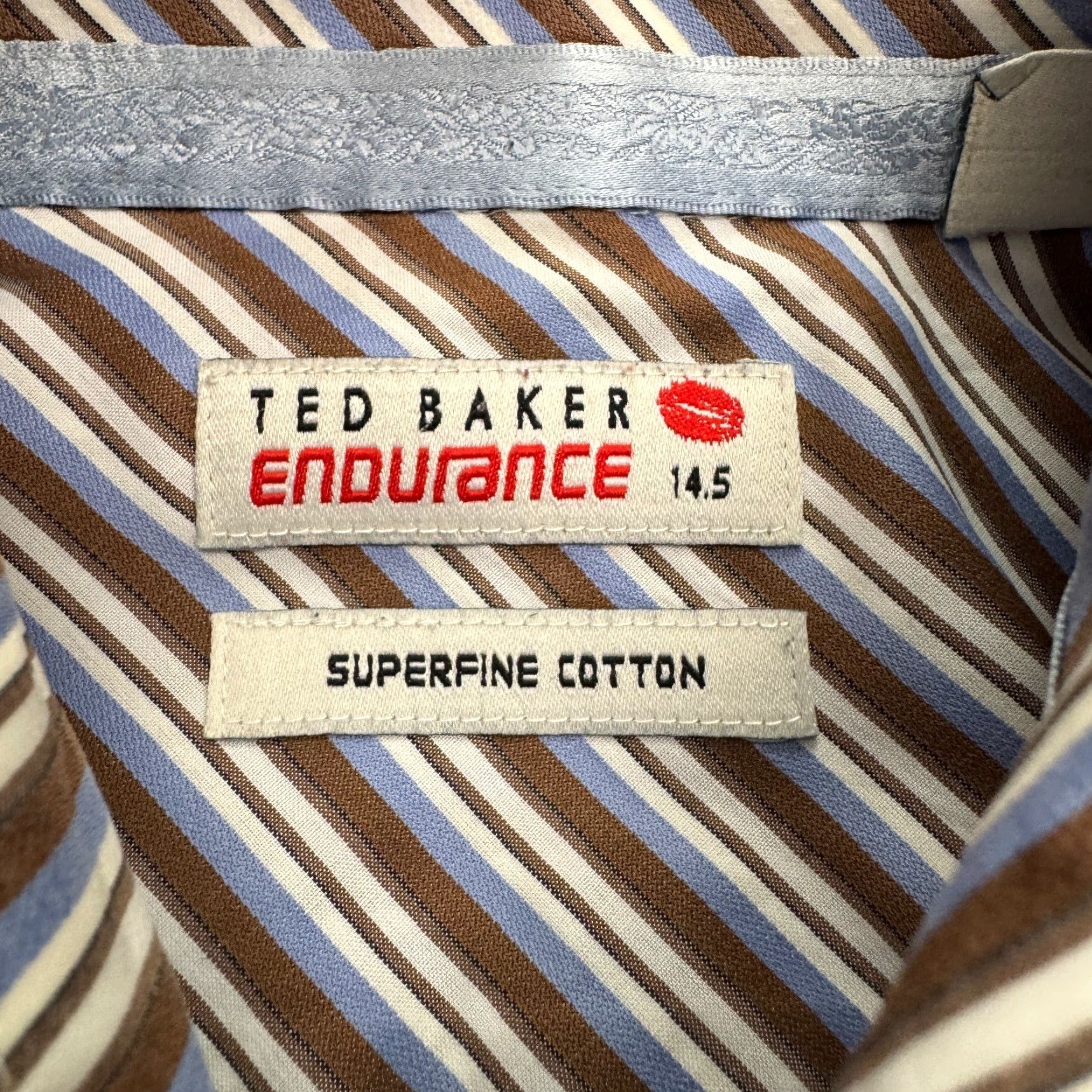 Ted Baker Ted Baker Endurance Button-Up Shirt Mens Regular Cotton Striped 14.5 Multicolor Brown Blue 90s Outdoor Preppy Shirt Size US S / EU 44-46 / 1 - 7 Thumbnail