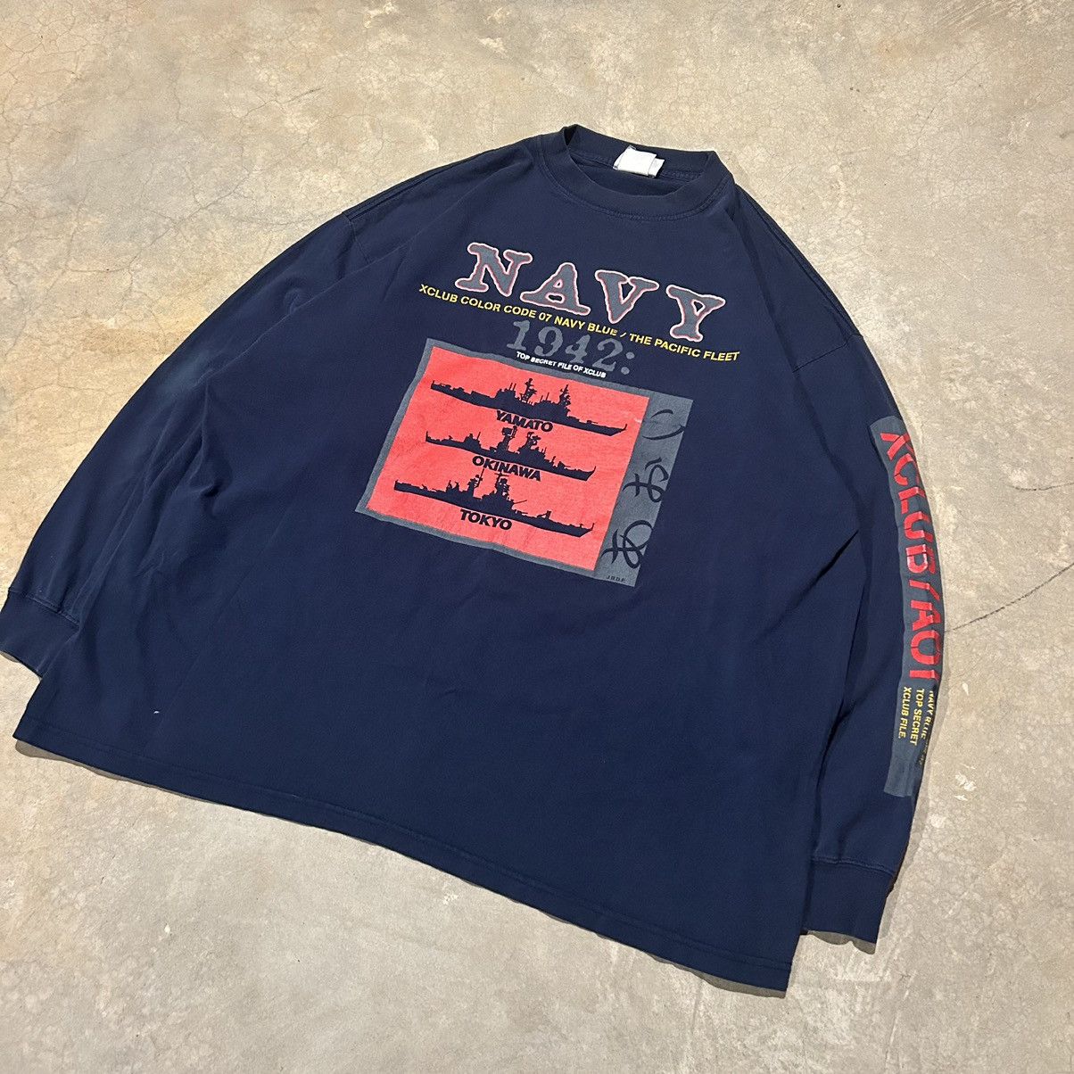 Southpole × Vintage Vintage Y2K XClub US Navy Baggy Longsleeve Tee Skater Hiphop Size US XXL / EU 58 / 5 - 2 Thumbnail