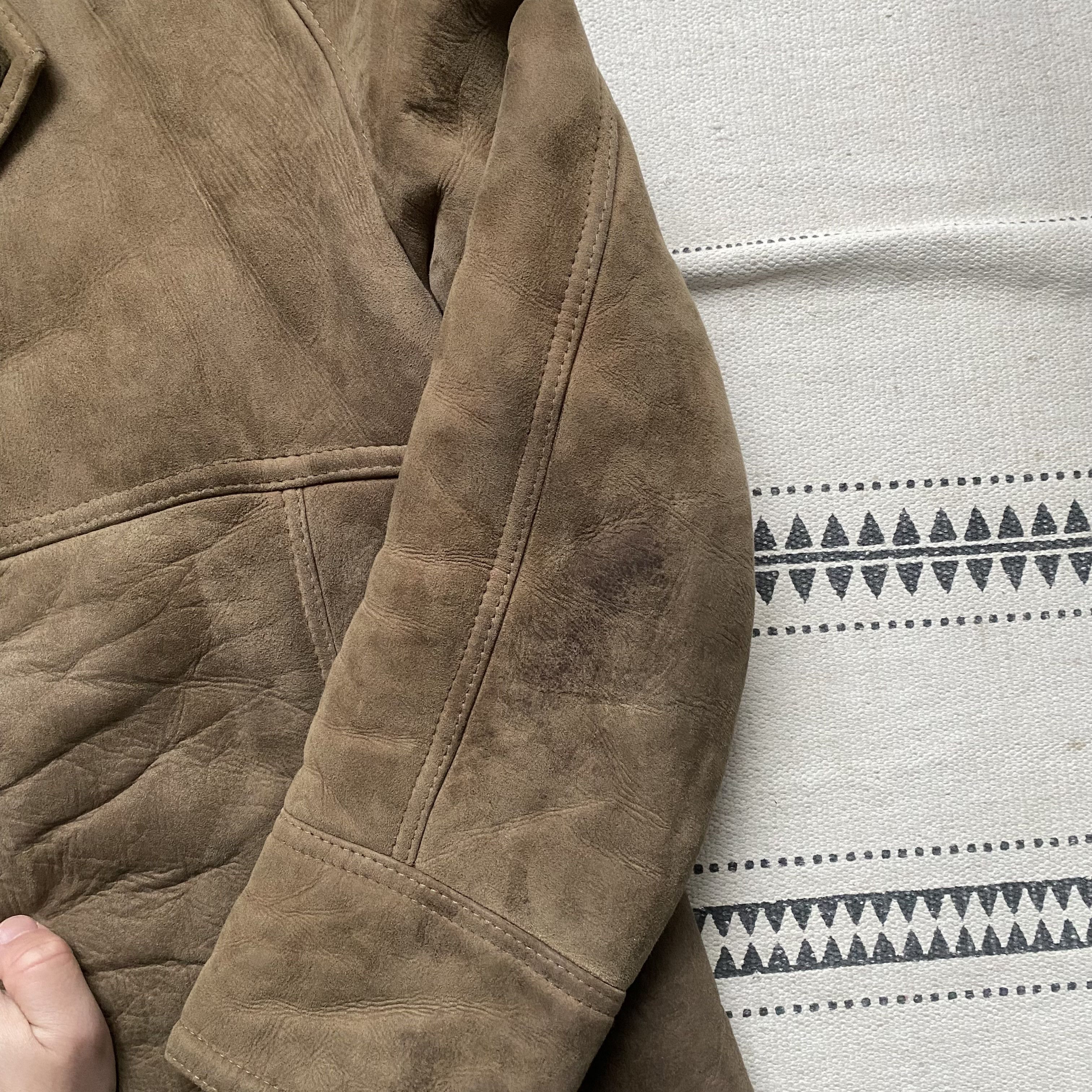 Genuine Leather Vintage 90s Real Suede Sheepskin heavy coat jacket Size US XL / EU 56 / 4 - 7 Thumbnail