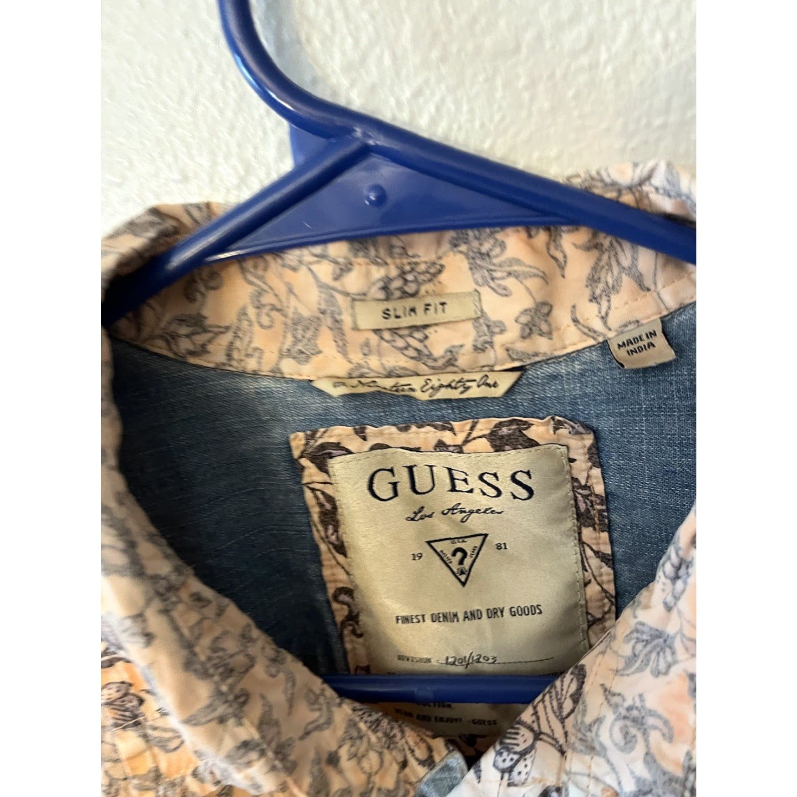 Guess Guess Shirt - Men's Size Large Orange Floral Long Sleeve Slim Fit Button Down Size US L / EU 52-54 / 3 - 4 Thumbnail