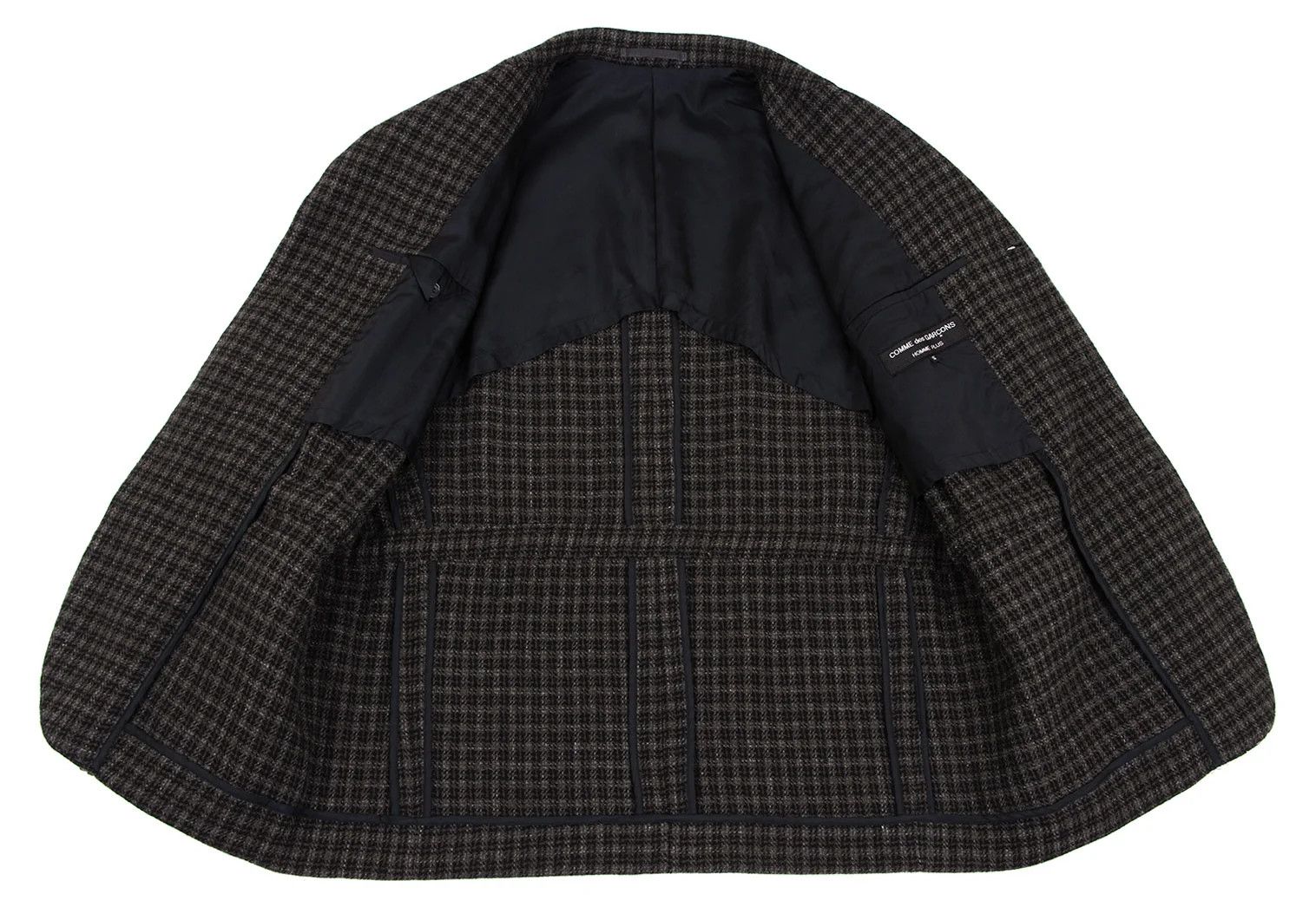 Comme des Garcons Homme Plus Wool Check T Gathered Jacket Black Brown Size S Size US S / EU 44-46 / 1 - 10 Thumbnail