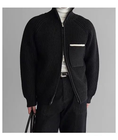 Japanese Brand Vintage Black Double Zipper Knit Stand-Up XL Jacket Coat Size US XL / EU 56 / 4 - 6 Thumbnail