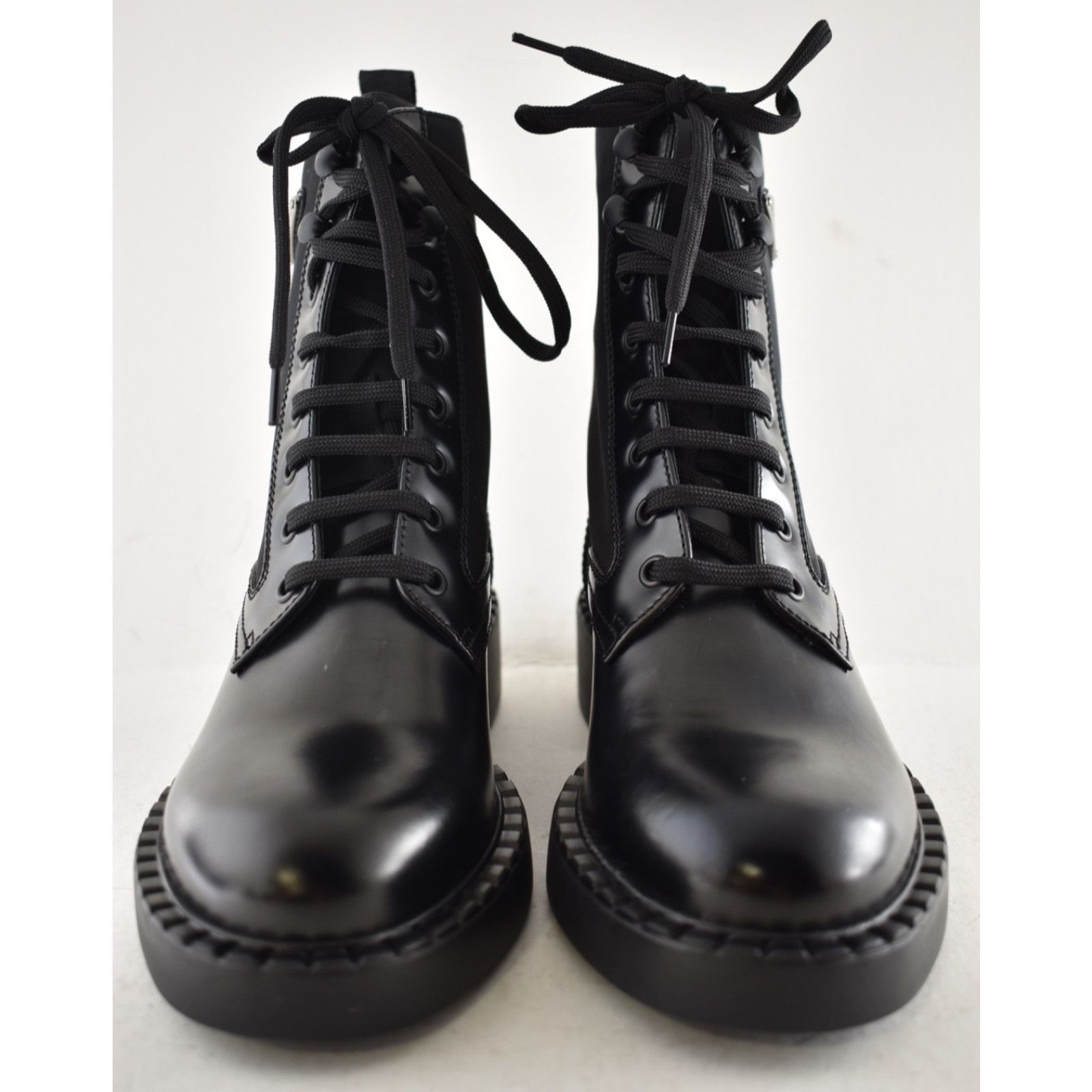 Prada Prada Black Brushed Leather Lace Up Combat Ankle Boot 36.5 Size US 6.5 / IT 36.5 - 9 Thumbnail