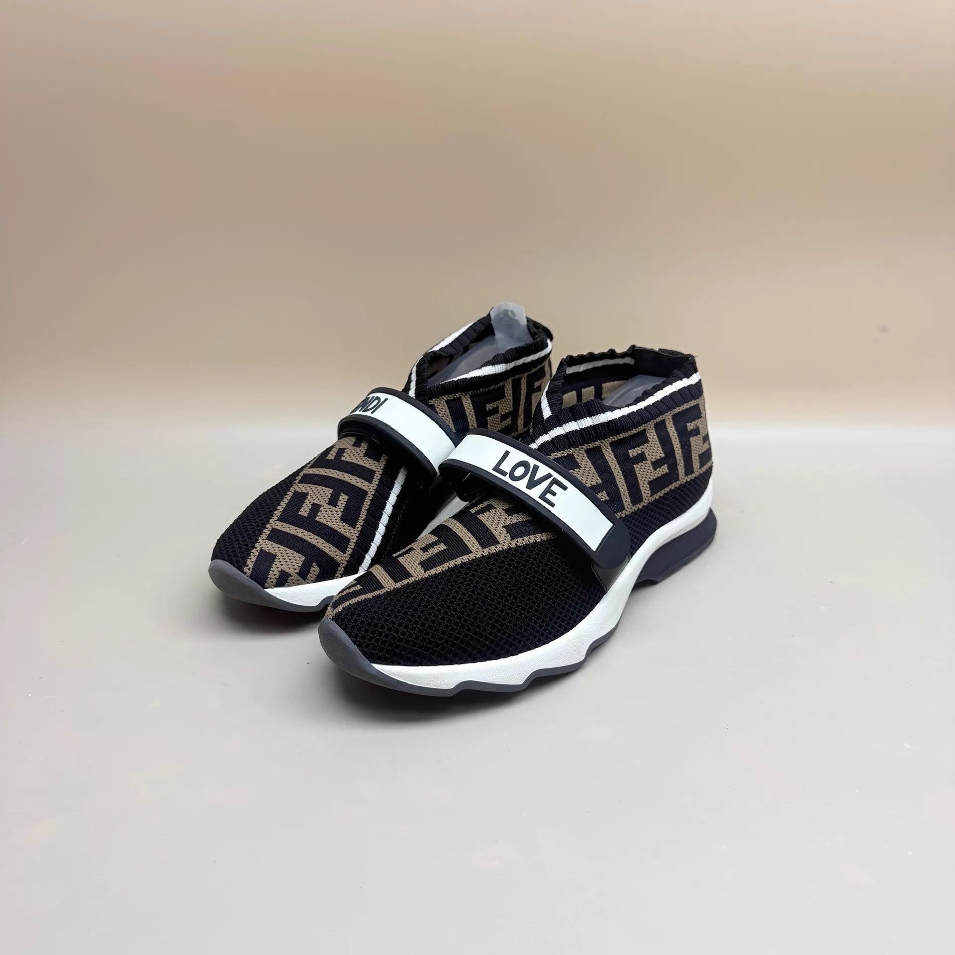 Fendi Fendi Black & Brown Allover Knit Sock Shoe 37 99 New Size US 6.5 / IT 36.5 - 1 Thumbnail