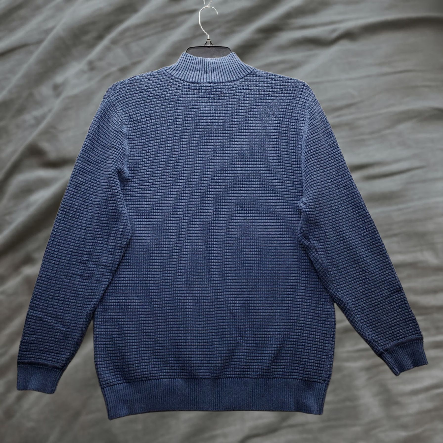 Vintage G.H. Bass & Co. Sweater Mens XL Blue Waffle-Knit Mock Neck 1/4 Button Pullover Size US XL / EU 56 / 4 - 1 Thumbnail
