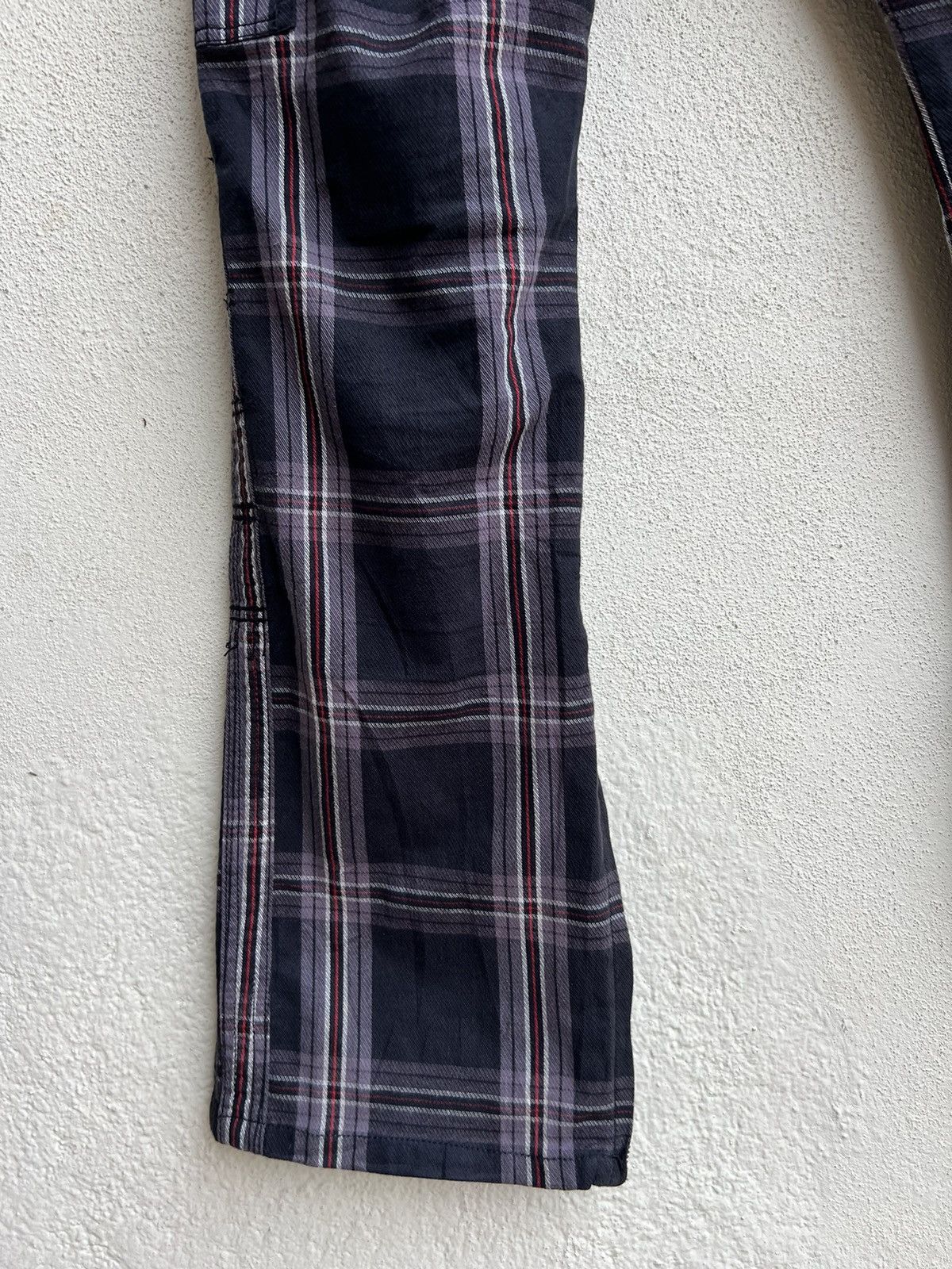 Shellac Double Edge Japan Multi Pocket Plaid Flare Cargo Trouser Size US 31 - 19 Thumbnail