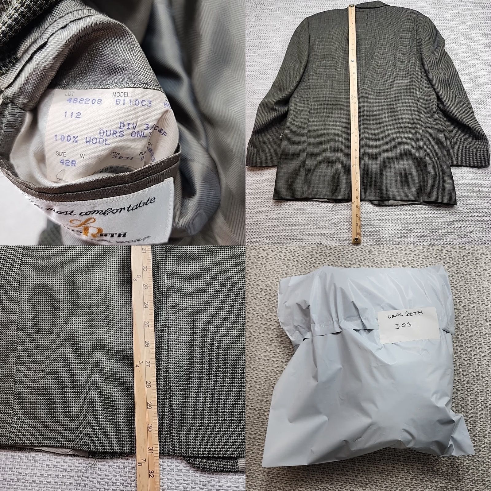 Vintage VINTAGE Louis Roth Blazer Jacket Mens 42R Wool Tweed Plaid Notch Lapel Single-Breasted 2-Button 3-Button Sleeve Brown Regular Mens Size 42R - 9 Thumbnail