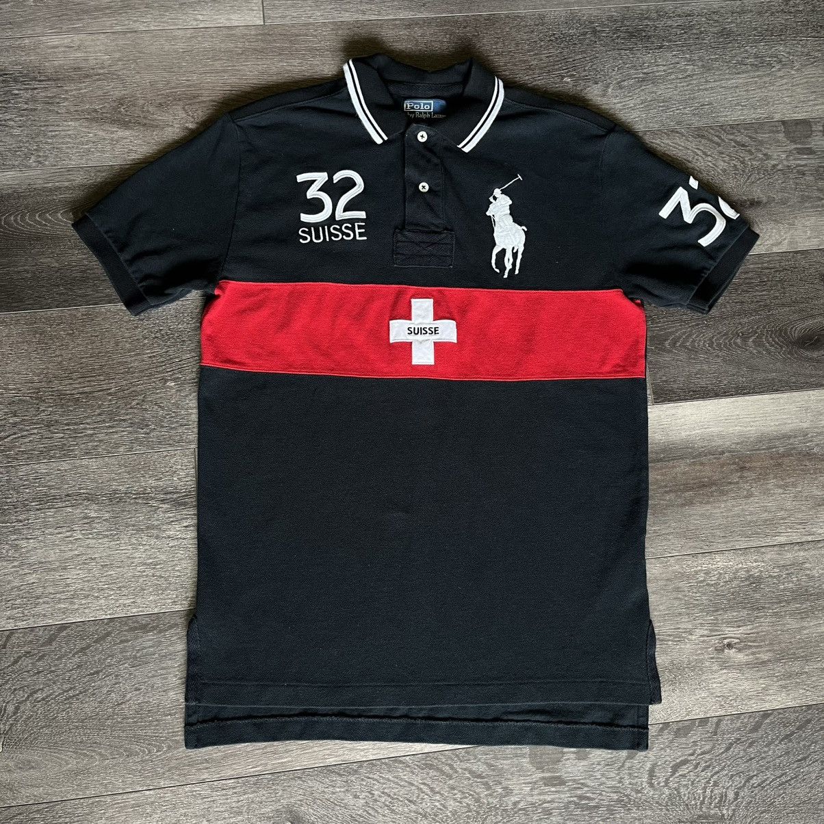 Pre-owned Polo Ralph Lauren Vintage T Suisse Switzerland Warfield Shirt In Black