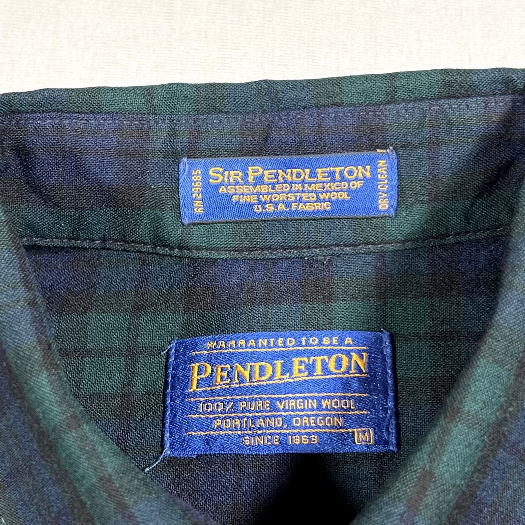 Pendleton Pendleton Men's Medium Black Watch Tartan Plaid Button Down Wool Shirt Size US M / EU 48-50 / 2 - 4 Thumbnail