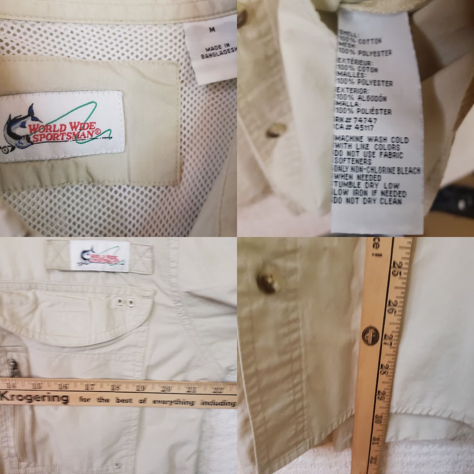 Vintage World Wide Sportsman Shirt Mens L Beige Khaki Long Sleeve Button Up Outdoor Size US M / EU 48-50 / 2 - 9 Thumbnail