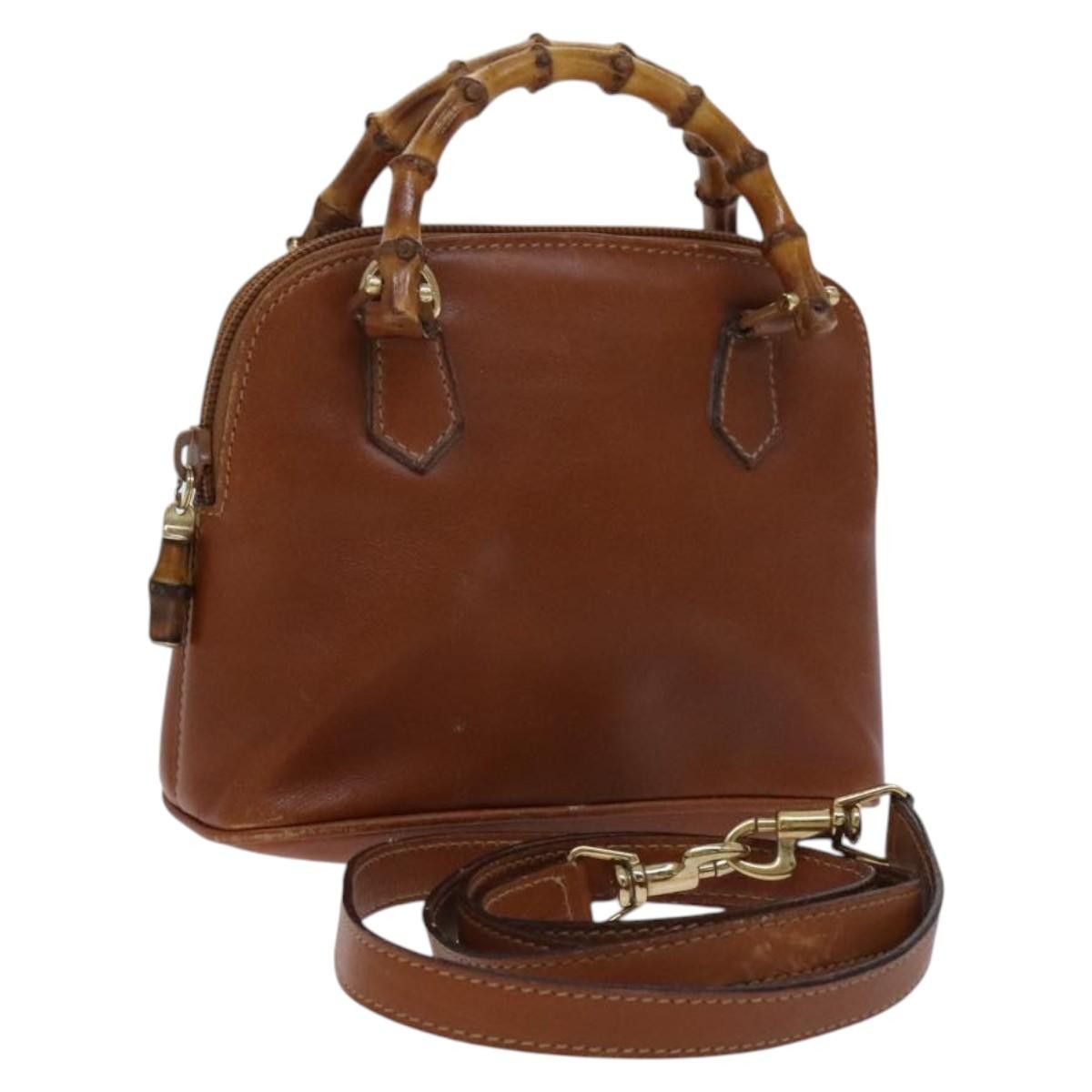 Gucci GUCCI Bamboo Hand Bag Leather Brown Gold 007 2032 007 2032 Size ONE SIZE - 1 Thumbnail