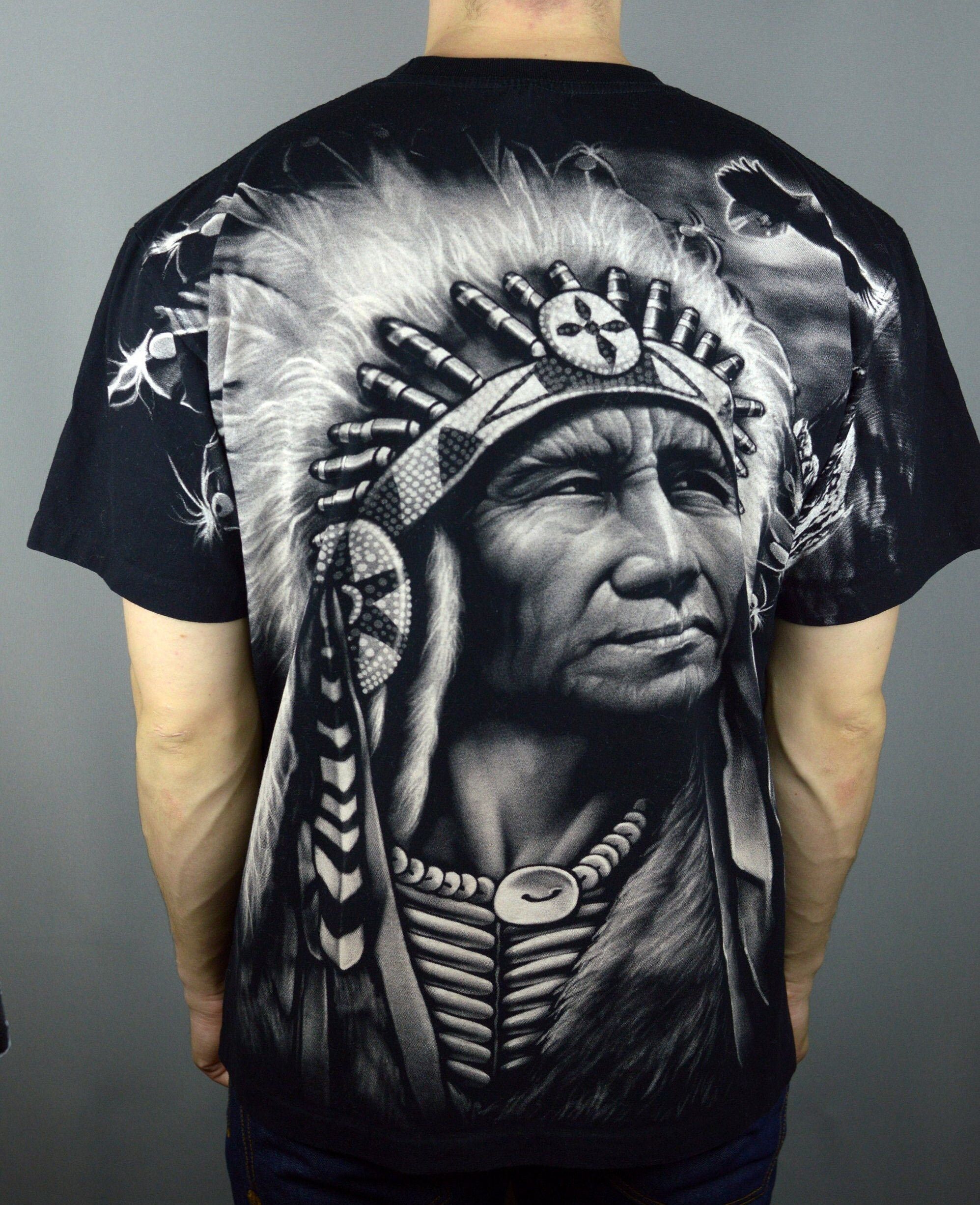 Vintage Vintage 90s Native Shaman Thunder full print t shirt Size US XL / EU 56 / 4 - 2 Thumbnail