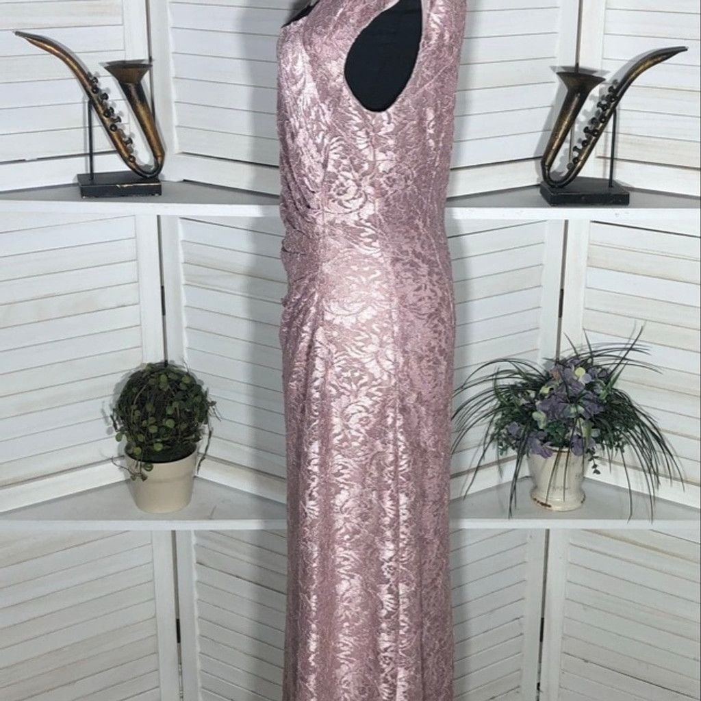Vintage Tahari Arthur S. Levine Maxi Sequin Gown Floral Lace Pink 6 Size M / US 6-8 / IT 42-44 - 7 Thumbnail