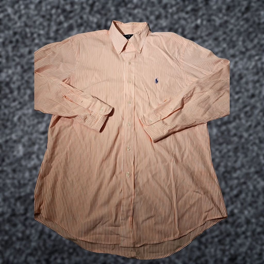 Ralph Lauren Ralph Lauren Shirt Mens 16.5 Orange Custom Fit Stripe Oxford Preppy Pony Size US XL / EU 56 / 4 - 1 Thumbnail