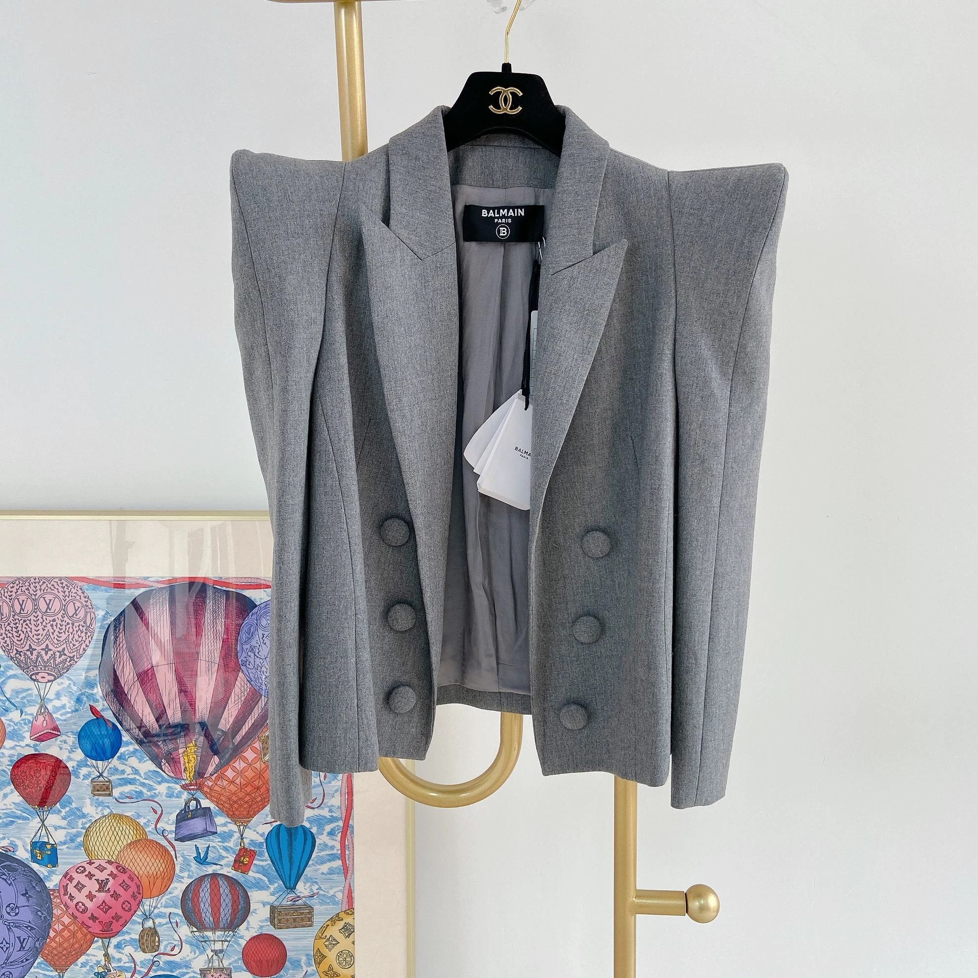 Balmain Balmain Gray Shoulder Pads 40 Tag Jacket Size S / US 4 / IT 40 - 1 Thumbnail