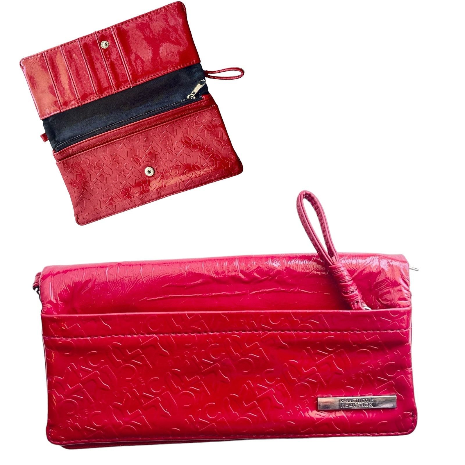 Kenneth Cole Women's Patent Leather Wallet Red Clutch Purse