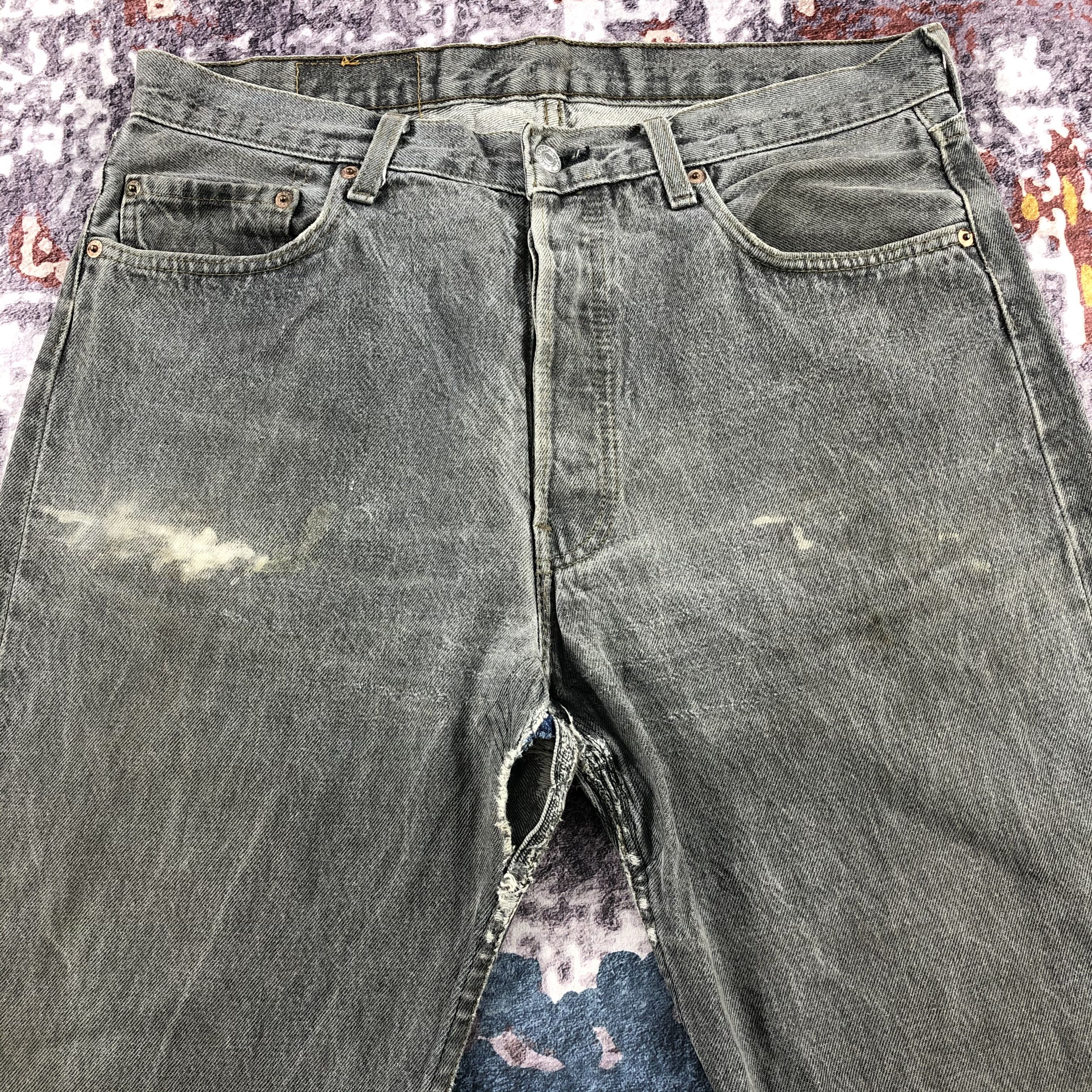 Levi's × Vintage 90s Vintage Faded Black Levis 501 Jeans-JM2104 Size US 35 - 3 Thumbnail