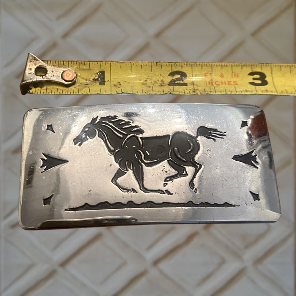 Vintage VINTAGE Chambers belt co Horse Belt Buckle Made in USA Silver Belt Buckle Animal Metal Men Channel Size ONE SIZE - 1 Thumbnail