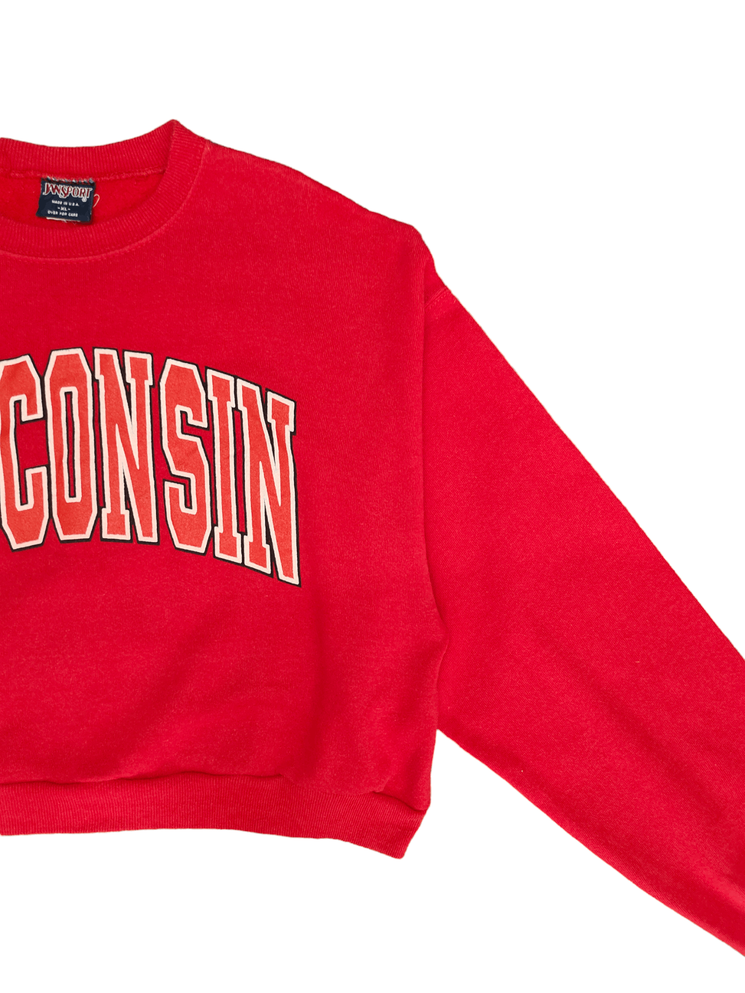 Jansport 1990s Jansport Wisconsin University Cropped Sweatshirt Size US XL / EU 56 / 4 - 4 Thumbnail