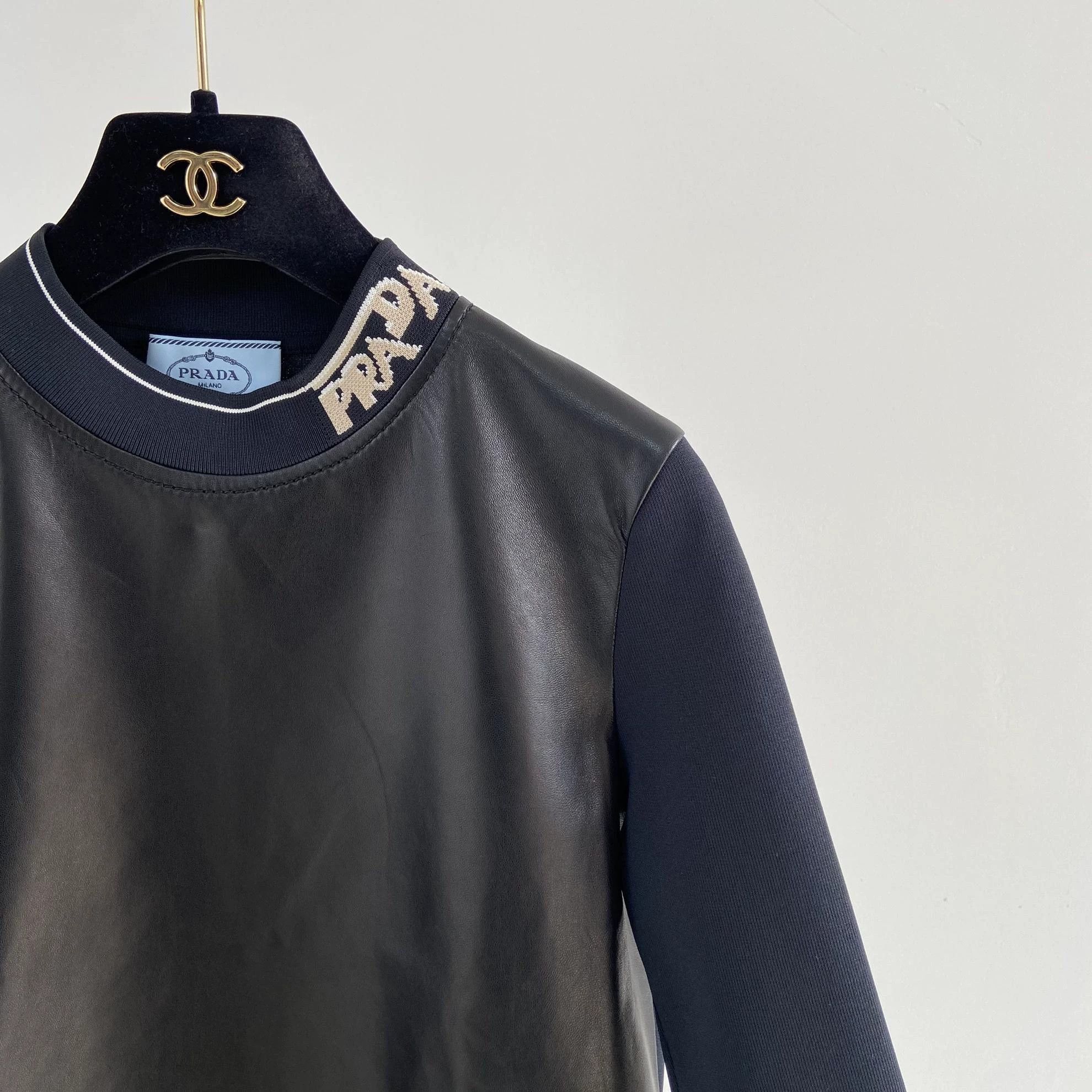 Prada Prada Leather Panel Crewneck Top Women's 36 Size XS / US 0-2 / IT 36-38 - 3 Thumbnail