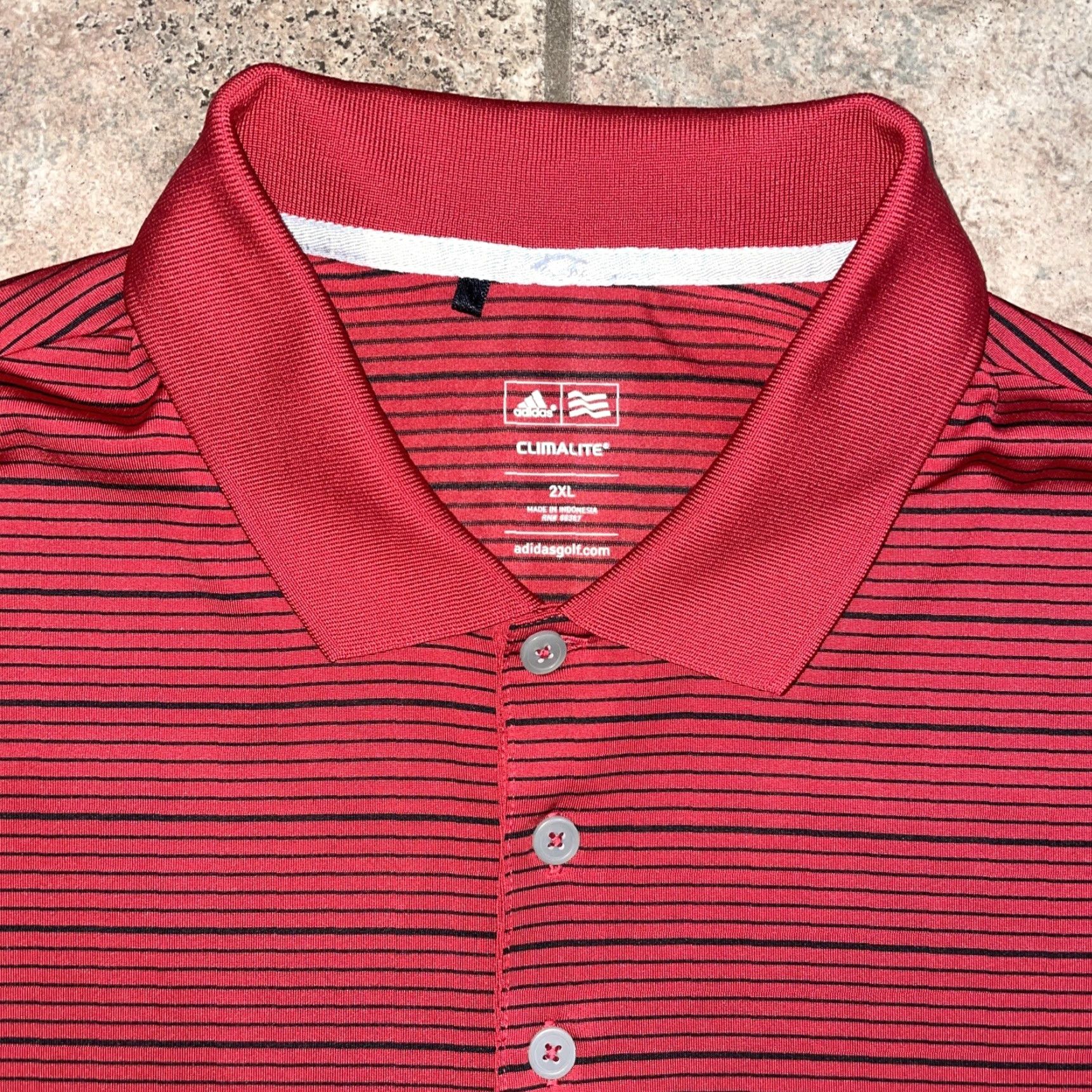 Adidas Adidas Men's Polo Shirt 2XL Red Striped Casual Sportswear Size US XXL / EU 58 / 5 - 2 Thumbnail