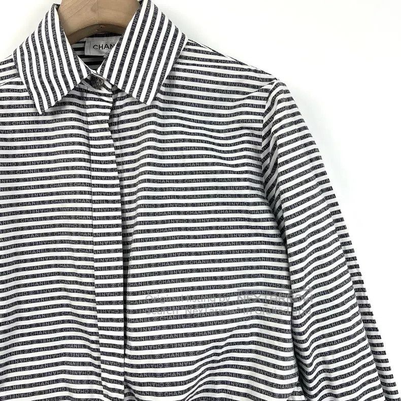 Chanel Chanel Black and white dark pattern logo laced shirt Size XS / US 0-2 / IT 36-38 - 5 Thumbnail