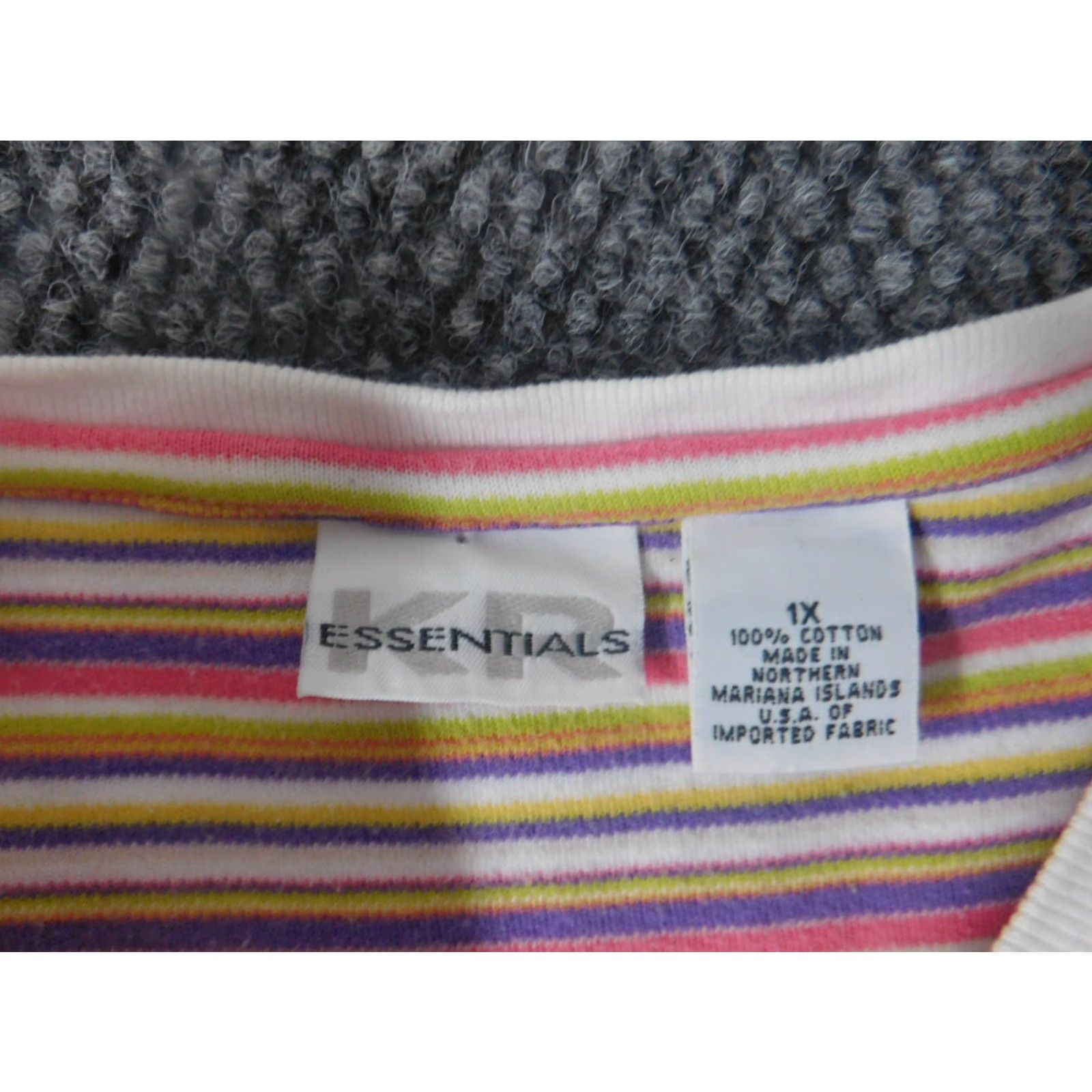 Essentials Essentials Womens Blouse 1X Plus Pink Striped Crew Neck Pullover Casual Button Polyester Rayon Size XL / US 12-14 / IT 48-50 - 5 Thumbnail