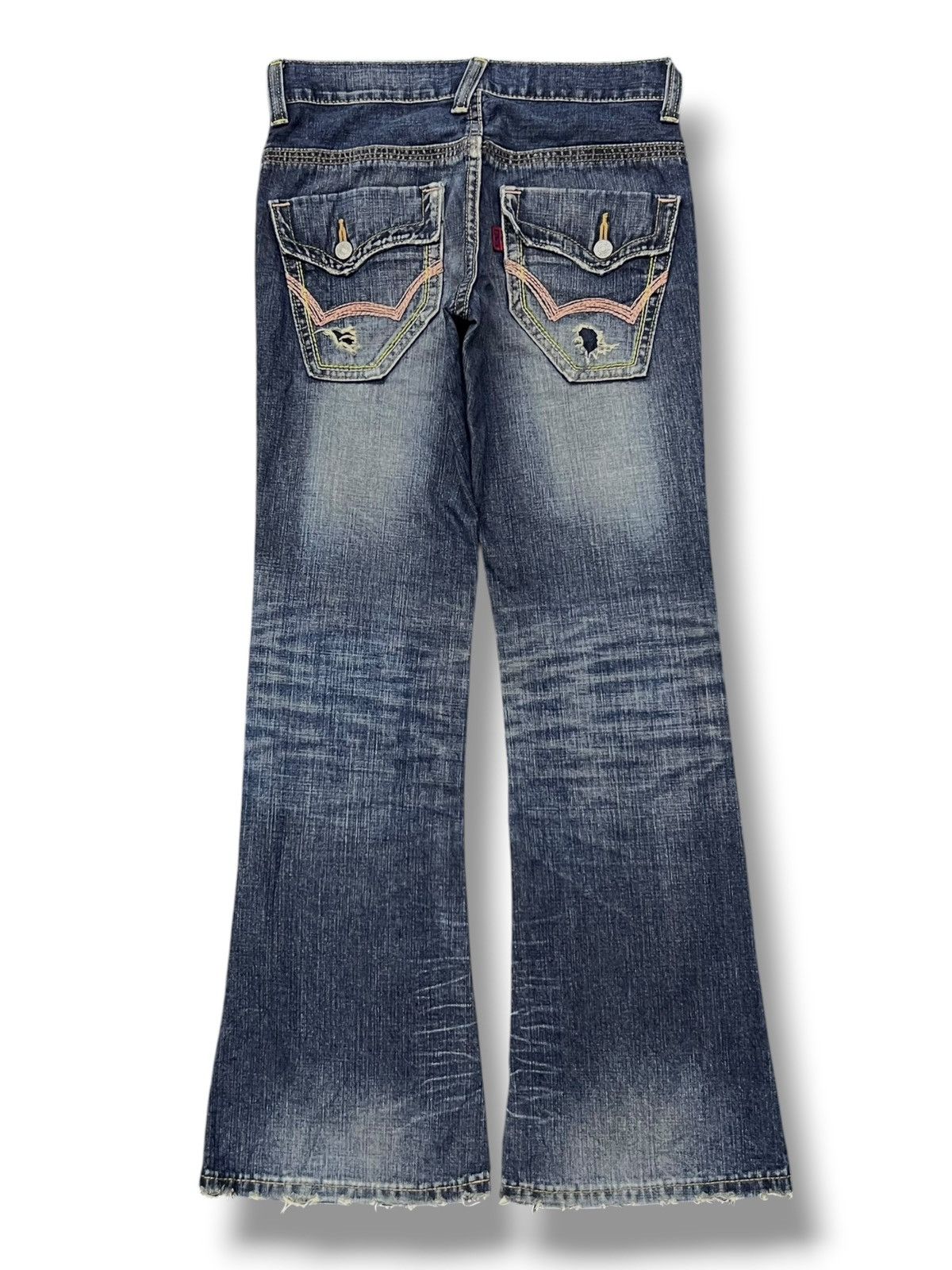 Edwin Flared Vintage Edwin - Faded Wash, Low Rise,Distressed Denim Size 27" / US 4 / IT 40 - 3 Thumbnail