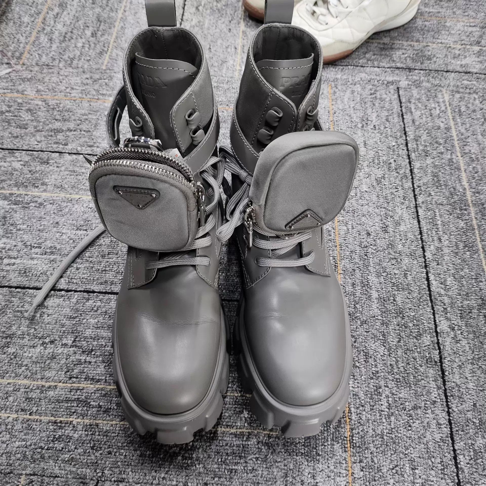 Prada PRADA Calf Leather Gray High-Top Mini Bag Sneaker Size US 8 / IT 38 - 2 Thumbnail
