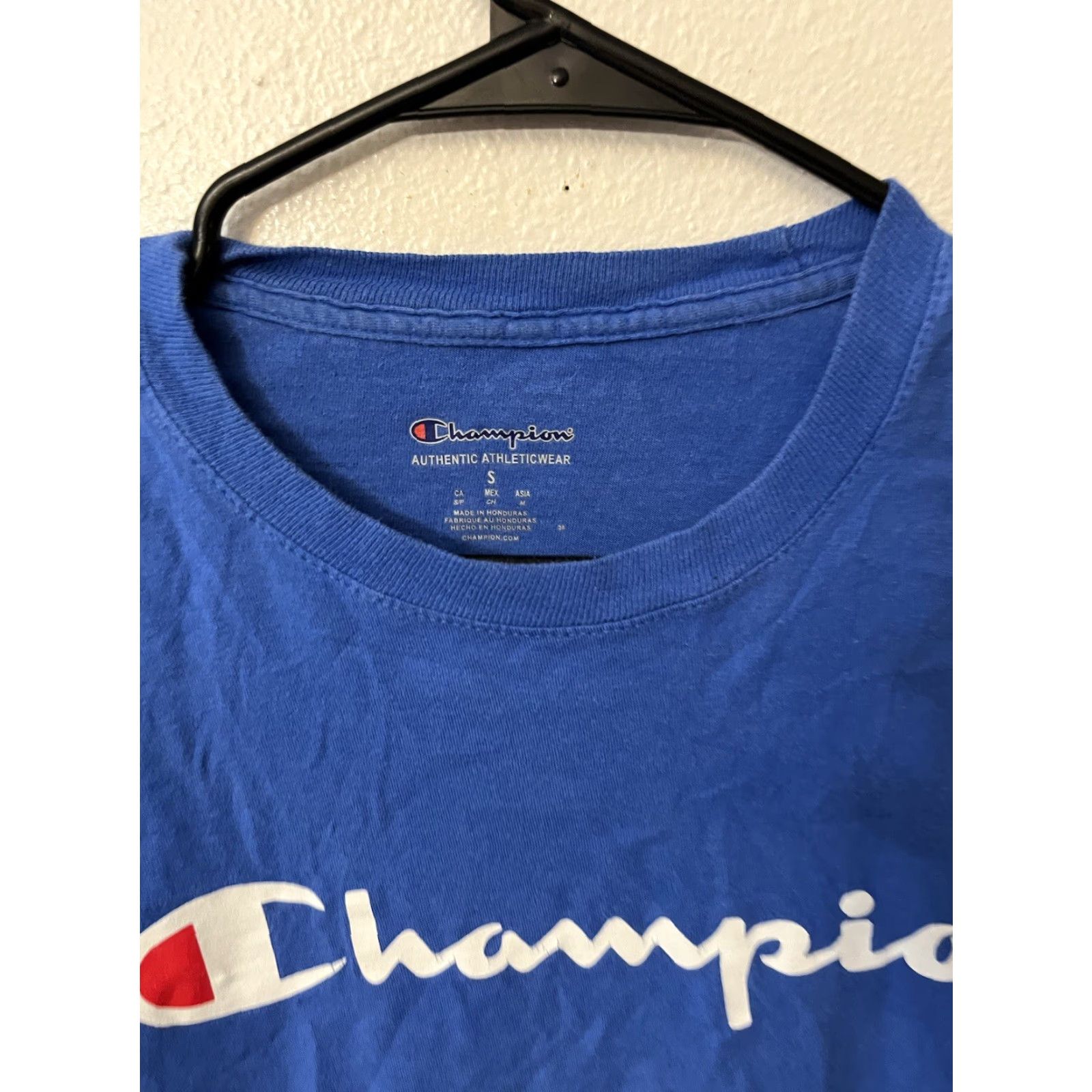 Champion Champion Mens T-Shirt Long Sleeve Pullover Logo Blue Small Cotton Regular Shirt Mens Size US S / EU 44-46 / 1 - 3 Thumbnail