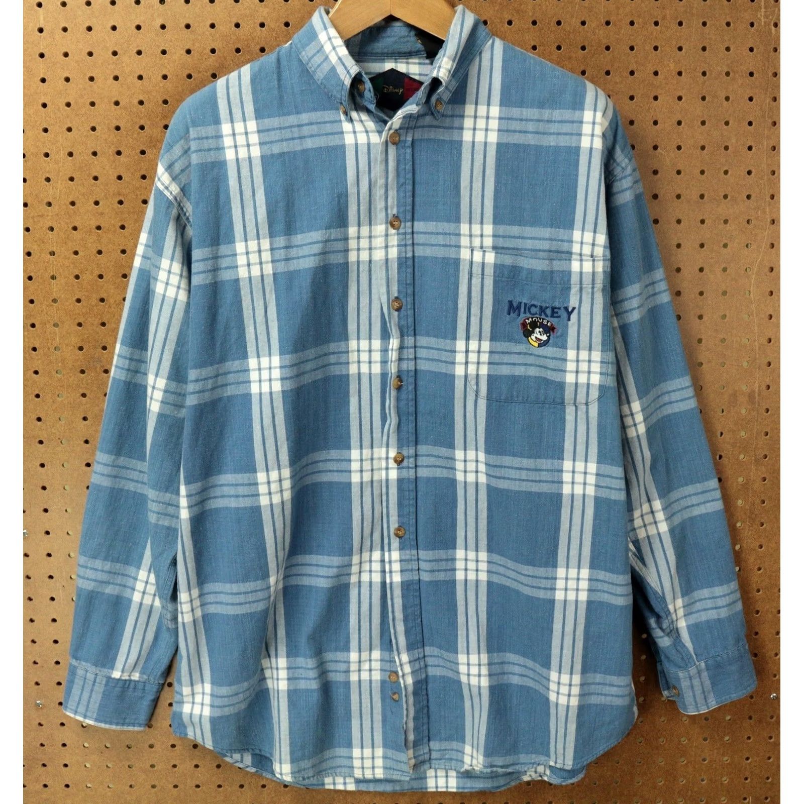 Disney vtg Disney Store mickey mouse plaid men's shirt LARGE blue 90s 00s Size US L / EU 52-54 / 3 - 2 Thumbnail