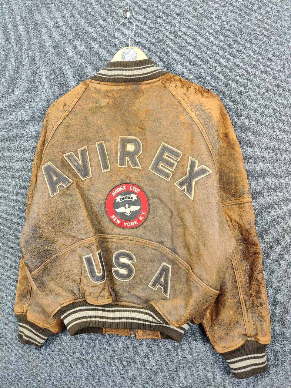 Avirex Thrashed Vintage 90s Avirex USA Varsity Leather Jacket Size US XS / EU 42 / 0 - 2 Thumbnail